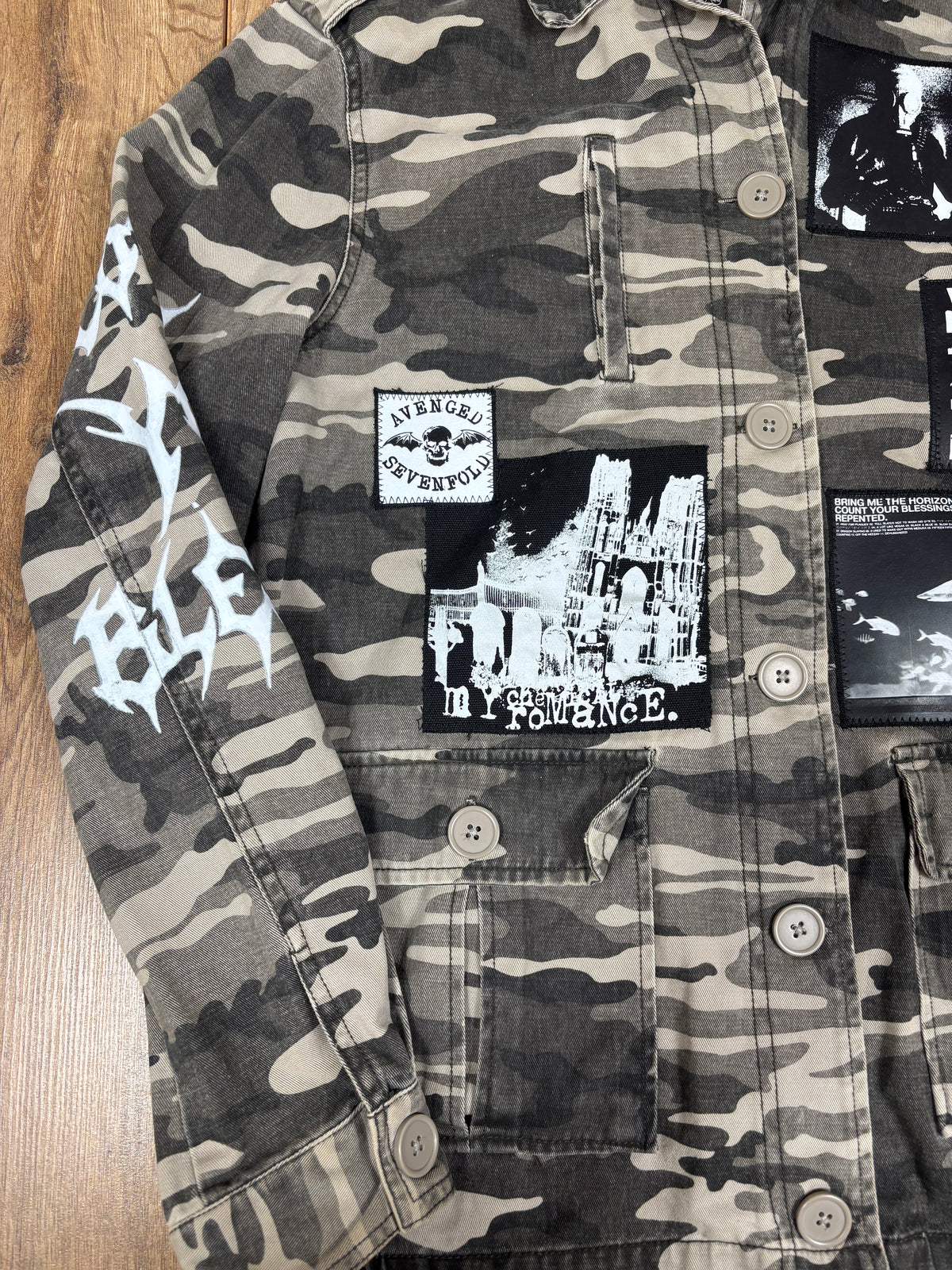 Camo jacket patchwork alternative emo or punk style jacket