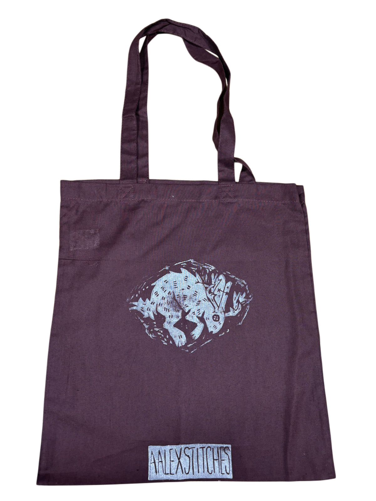 Lino Print Jackalope Tote Bags