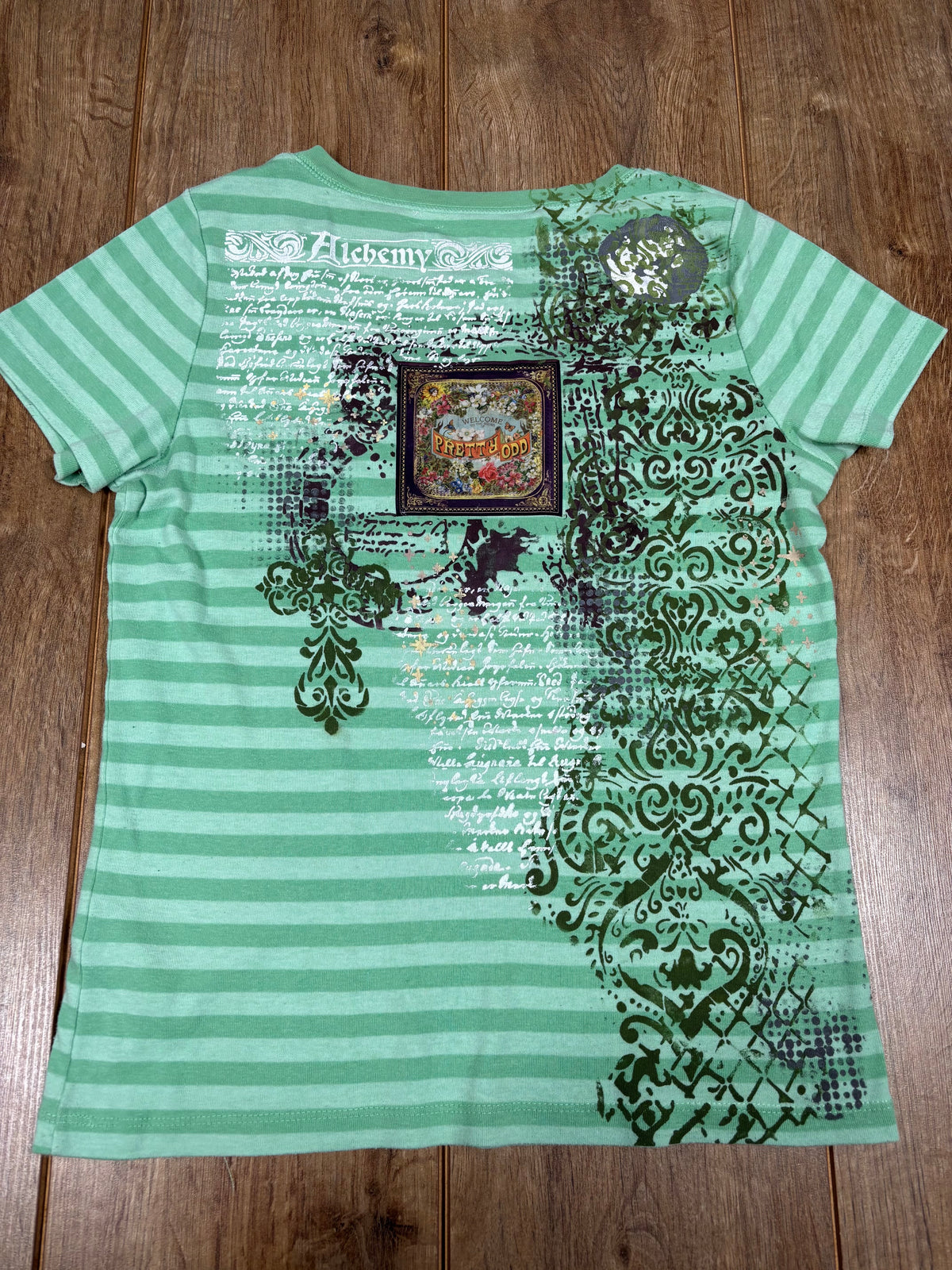 Pretty Odd panic at the disco green striped tshirt