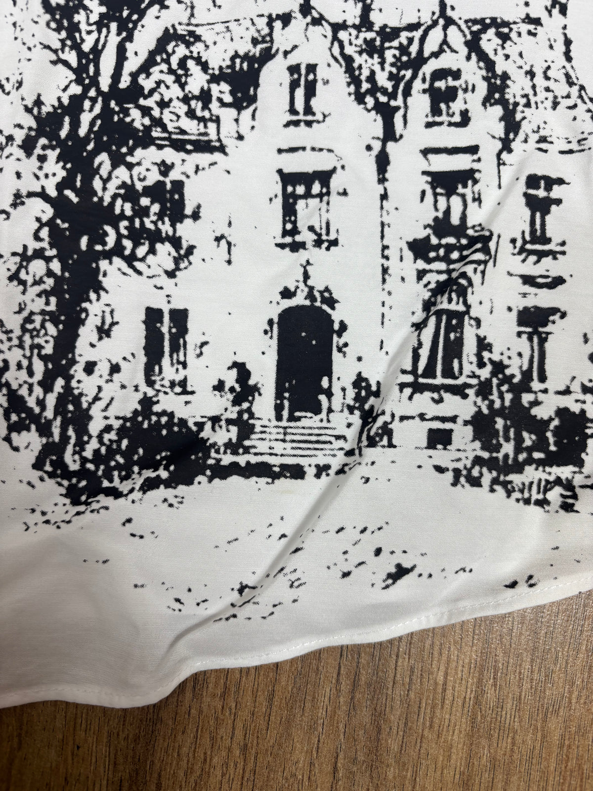 White upcycled vintage style house print tank top vest