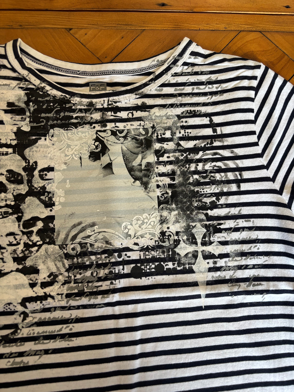 Hannibalnbc inspired striped black and white striped tshirt with skulls will graham