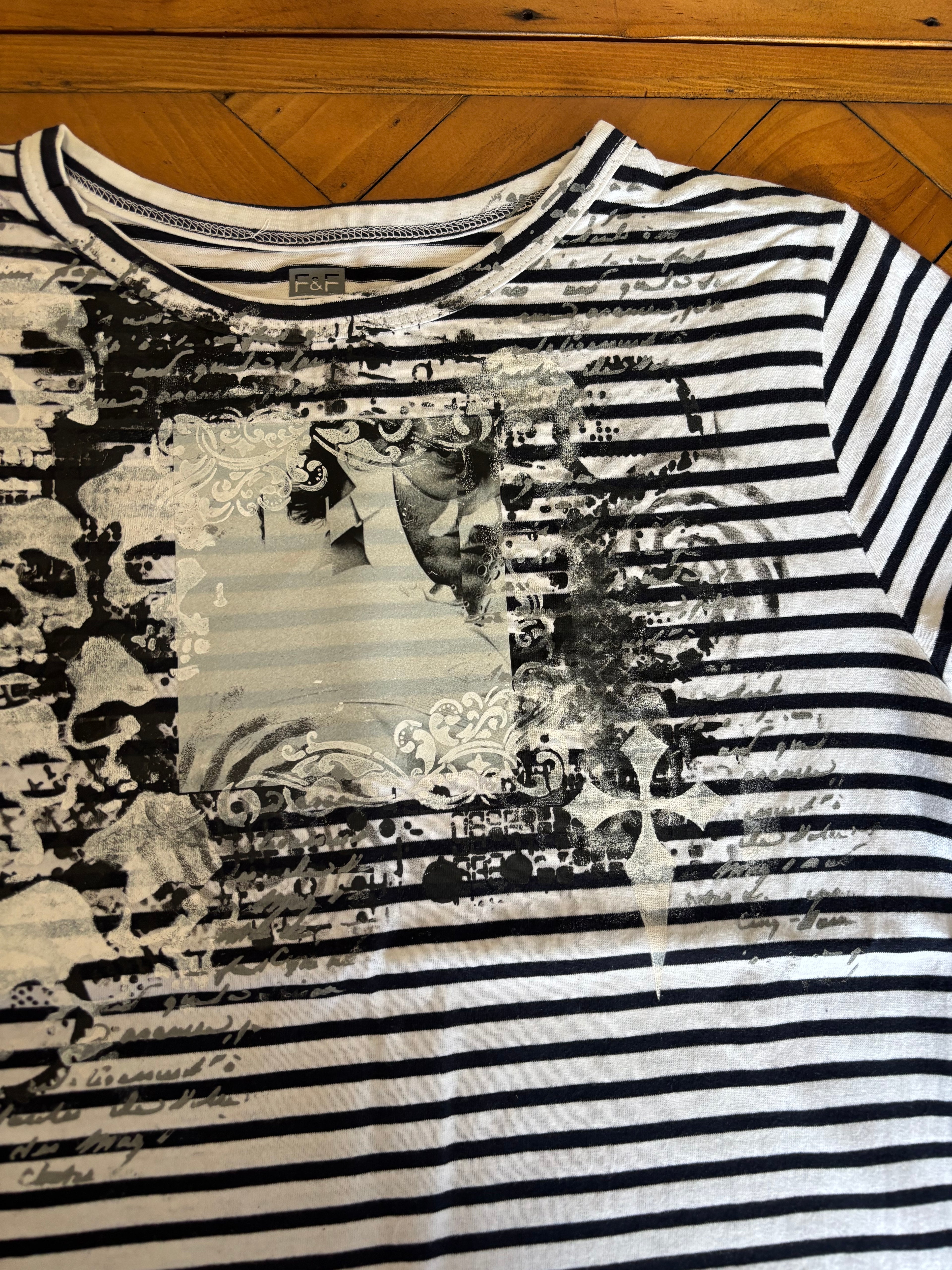 Hannibalnbc inspired striped black and white striped tshirt with skulls will graham