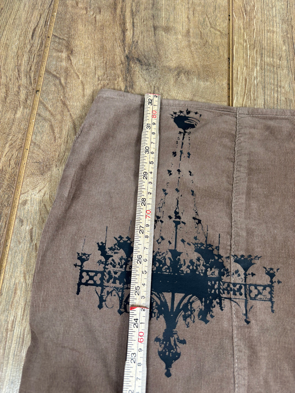 Upcycled vintage style brown ruffle skirt with manner detail