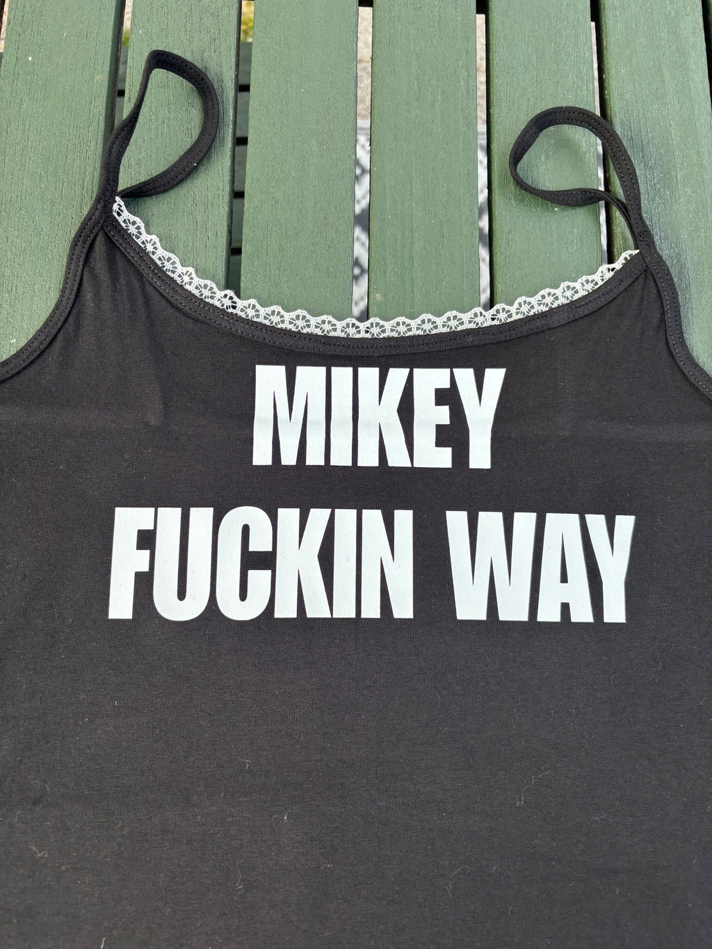 Mikey Fuckin Way cami with white lace