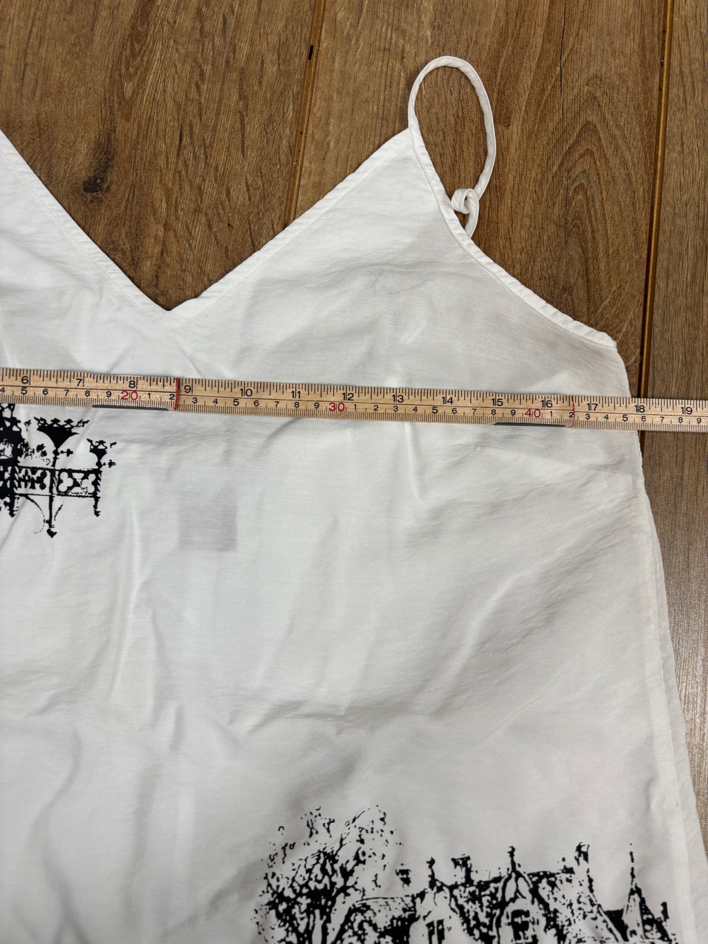White upcycled vintage style house print tank top vest