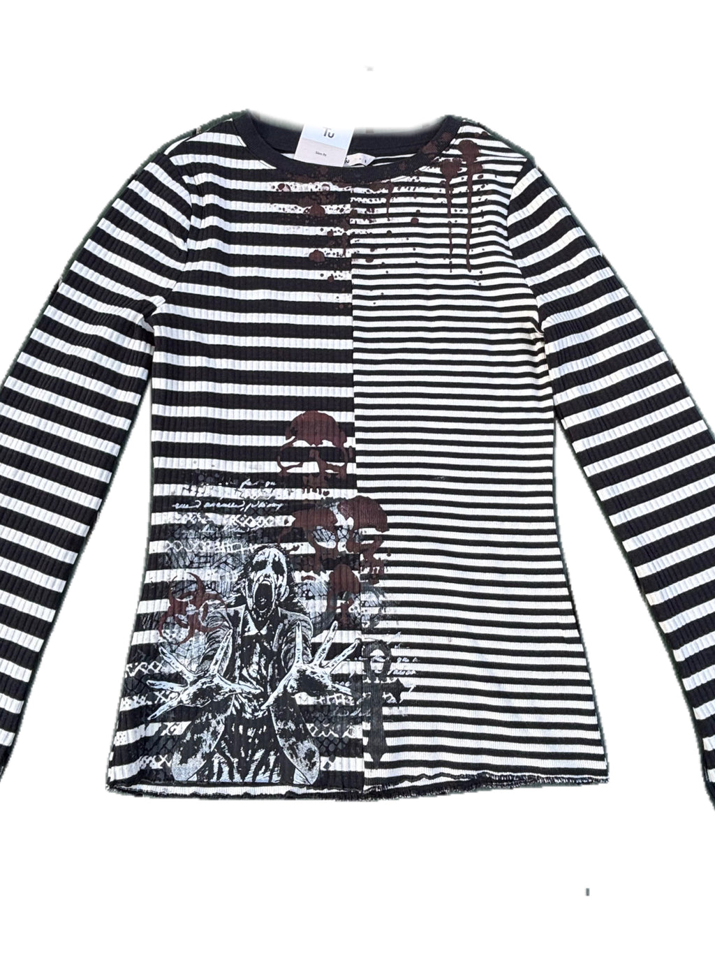 Striped long sleeved flair wrist striped tshirt