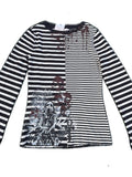 Striped long sleeved flair wrist striped tshirt