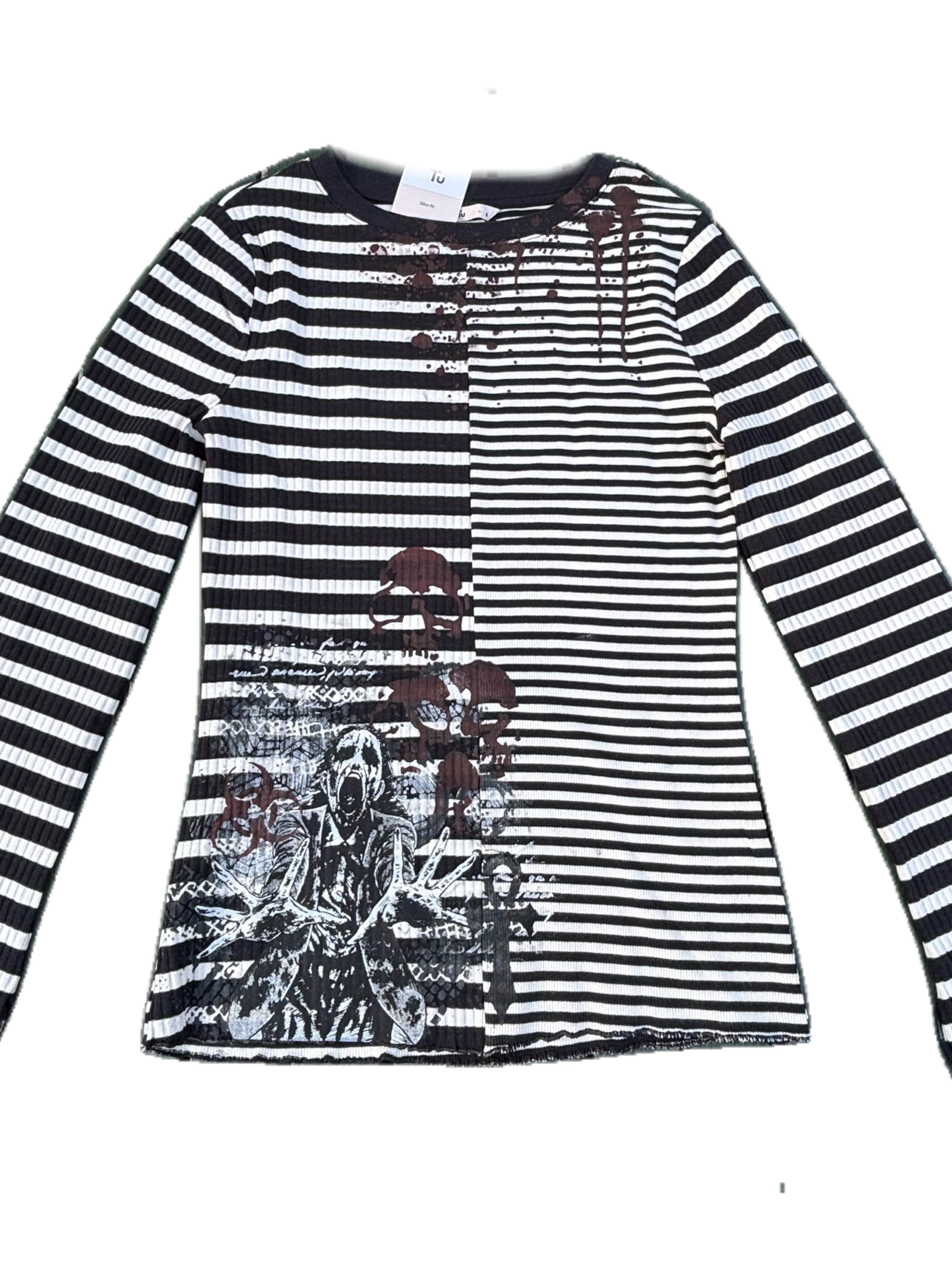 Striped long sleeved flair wrist striped tshirt