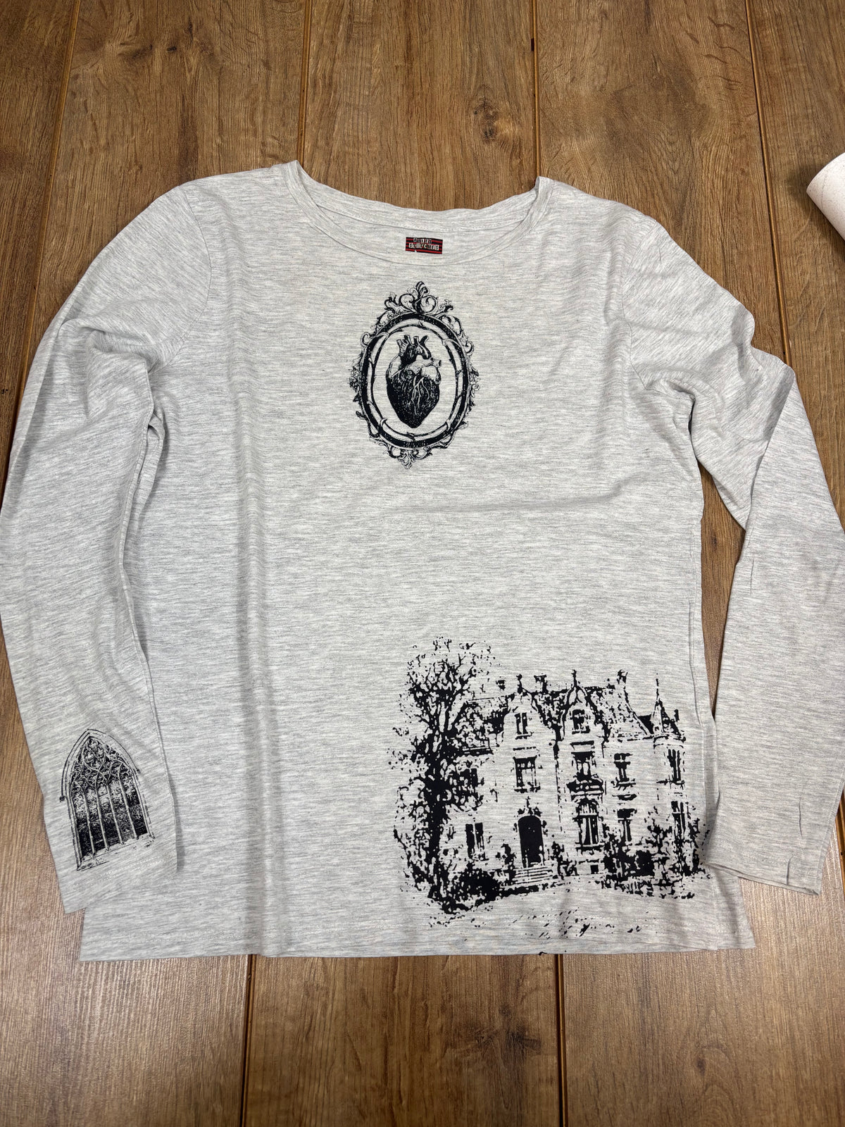 Gray upcycled long sleeve vintage tshirt
