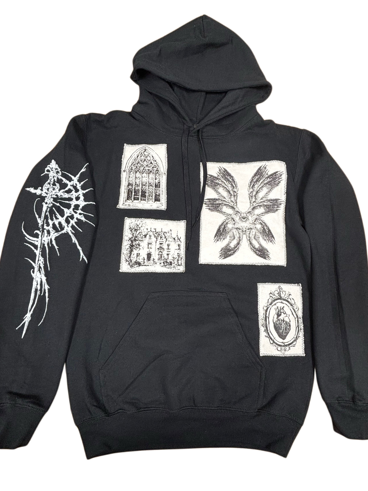 Alternative Black And White Patchwork Hoodie
