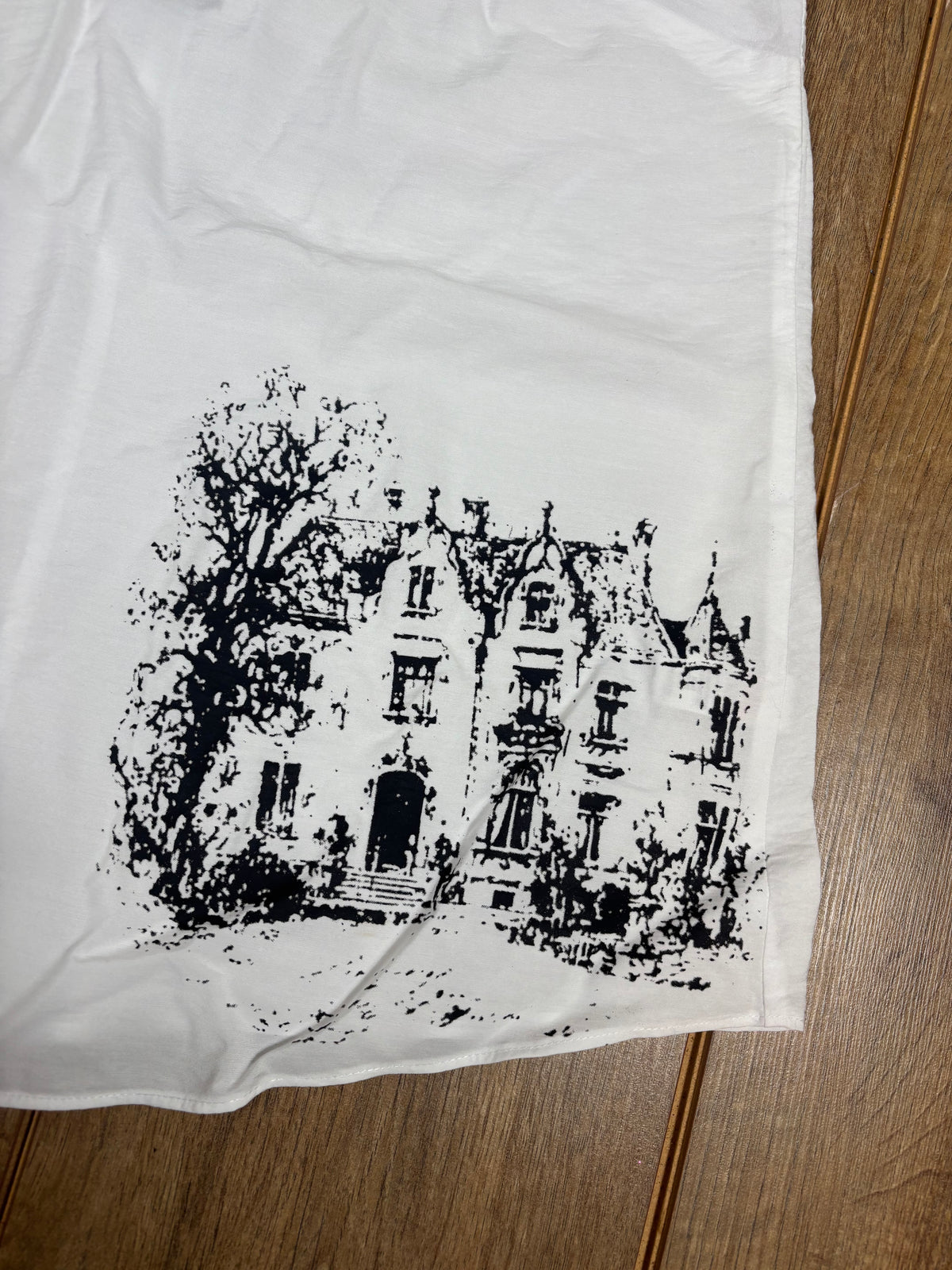White upcycled vintage style house print tank top vest