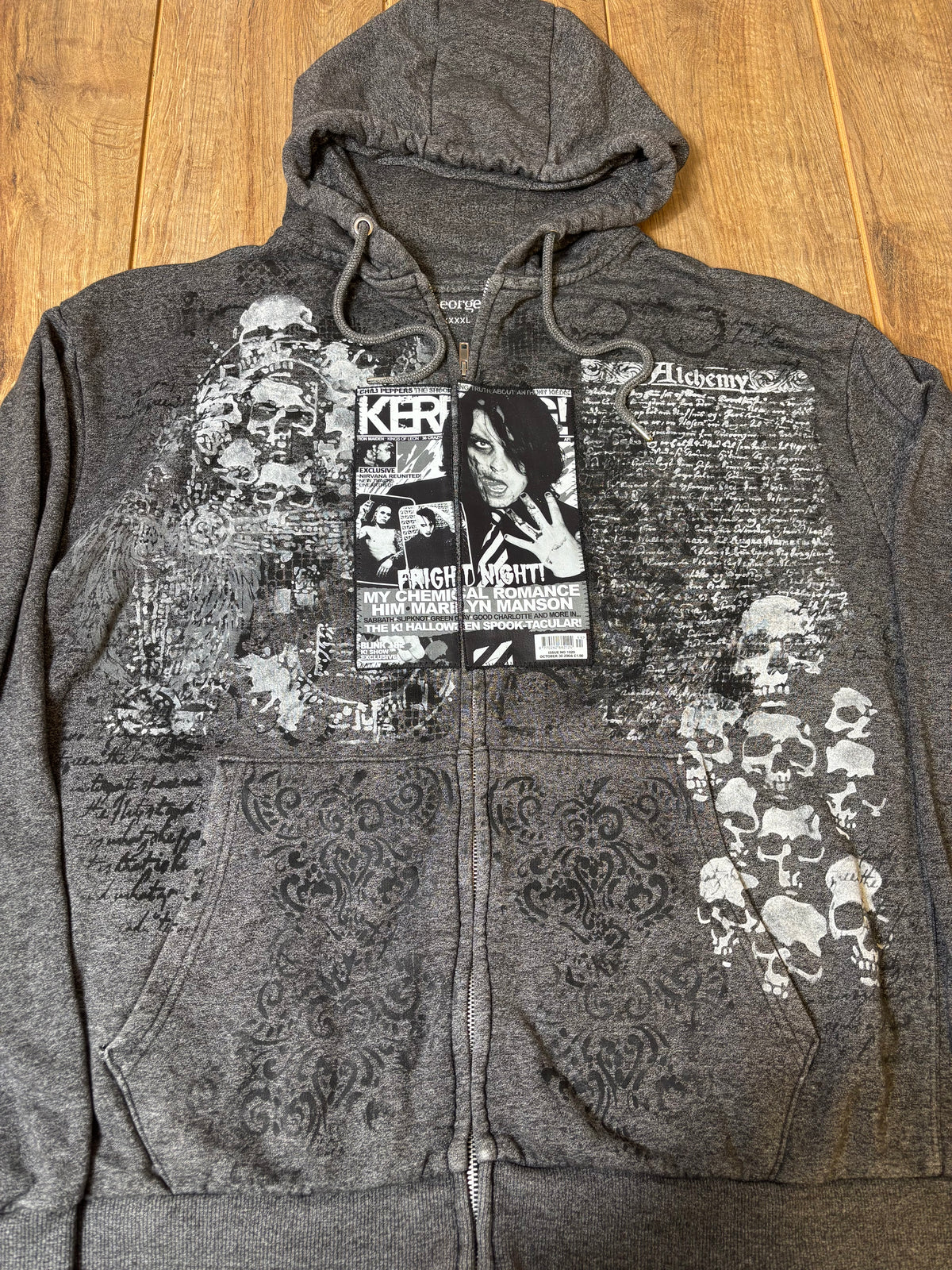 My Chemical Romance Upcycled Gray Zip Up Hoodie
