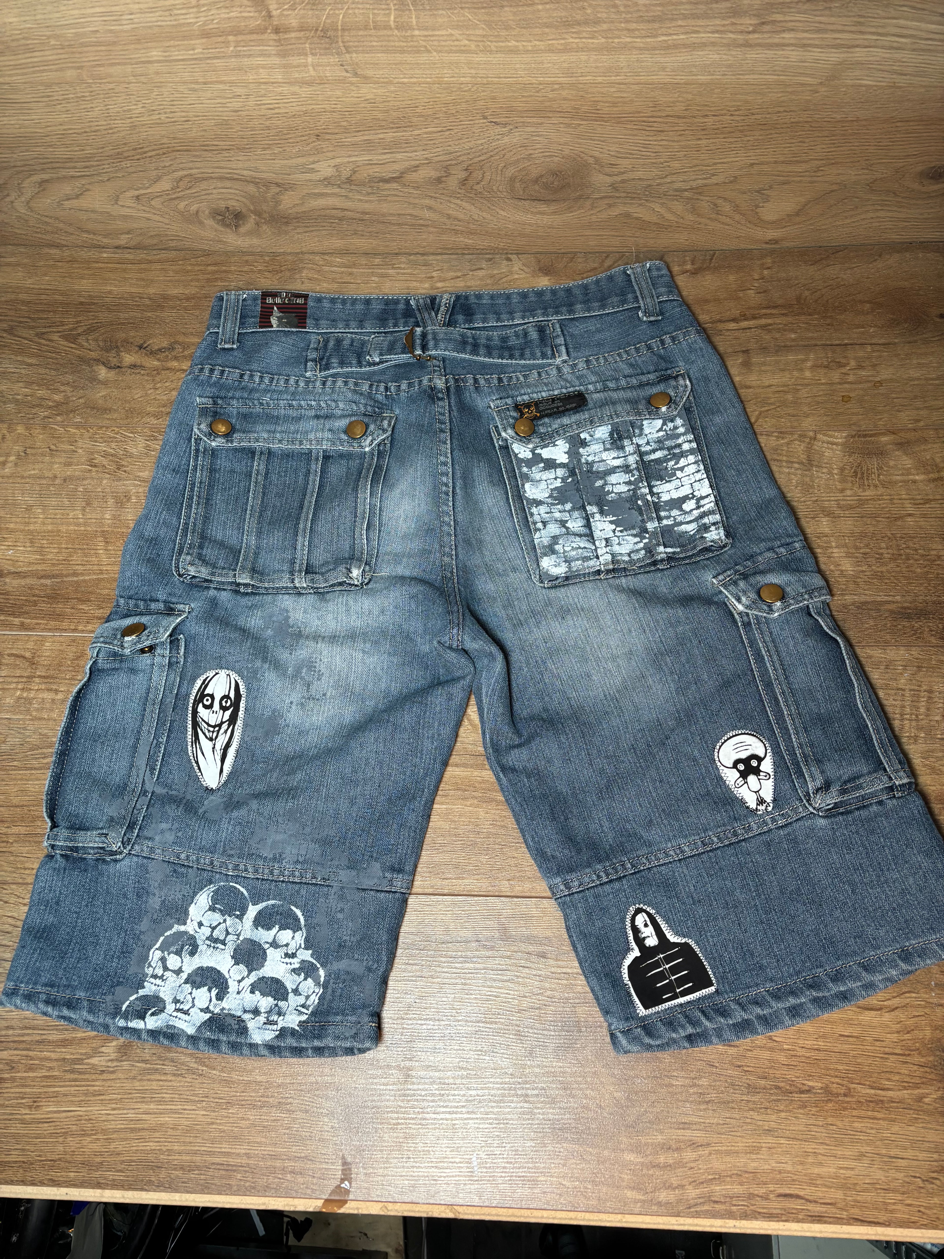 Men’s no fear blue cargos demin skater shorts