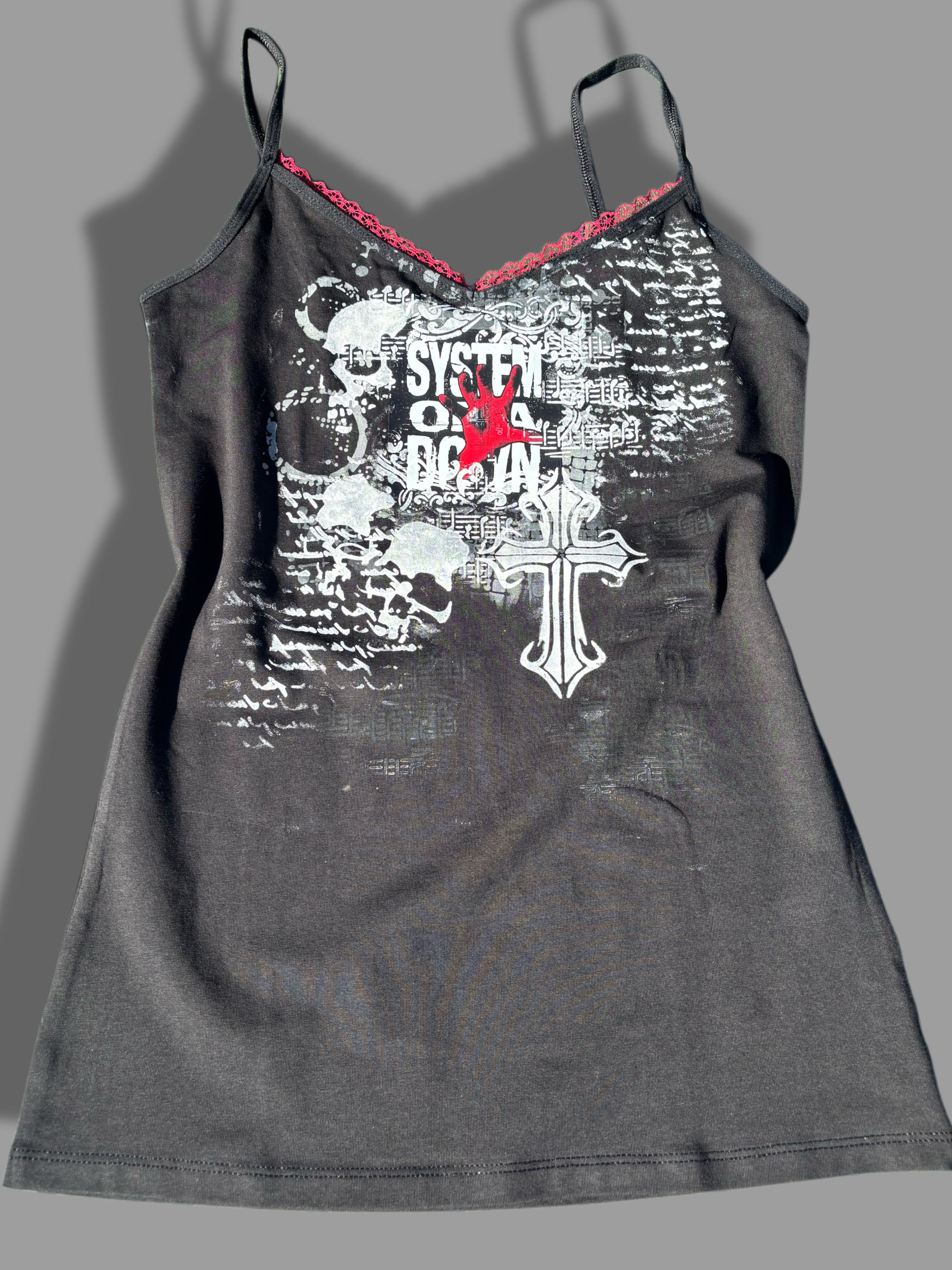 System of a Down cami vest with red lace