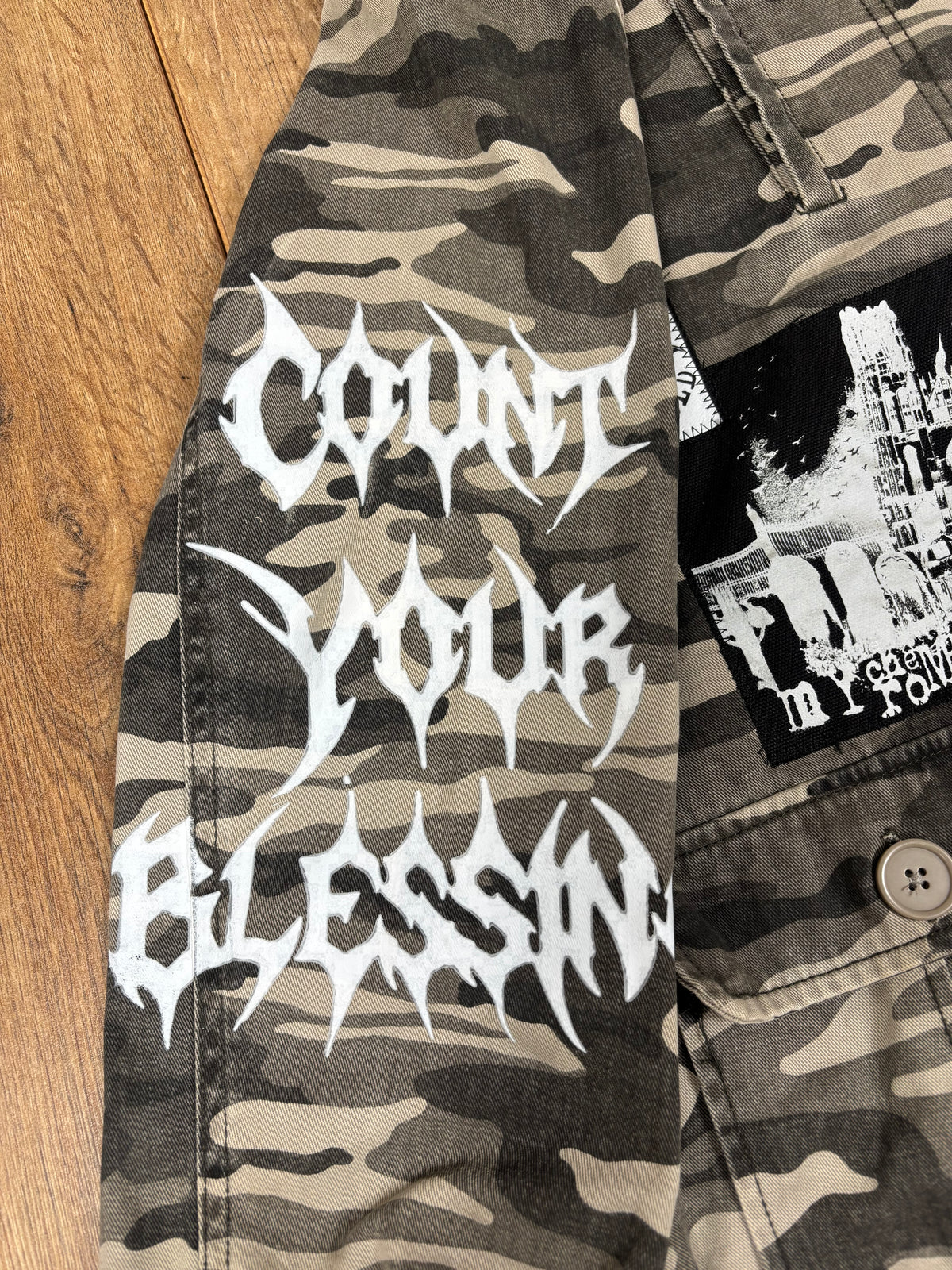 Camo jacket patchwork alternative emo or punk style jacket