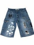 Men’s no fear blue cargos demin skater shorts