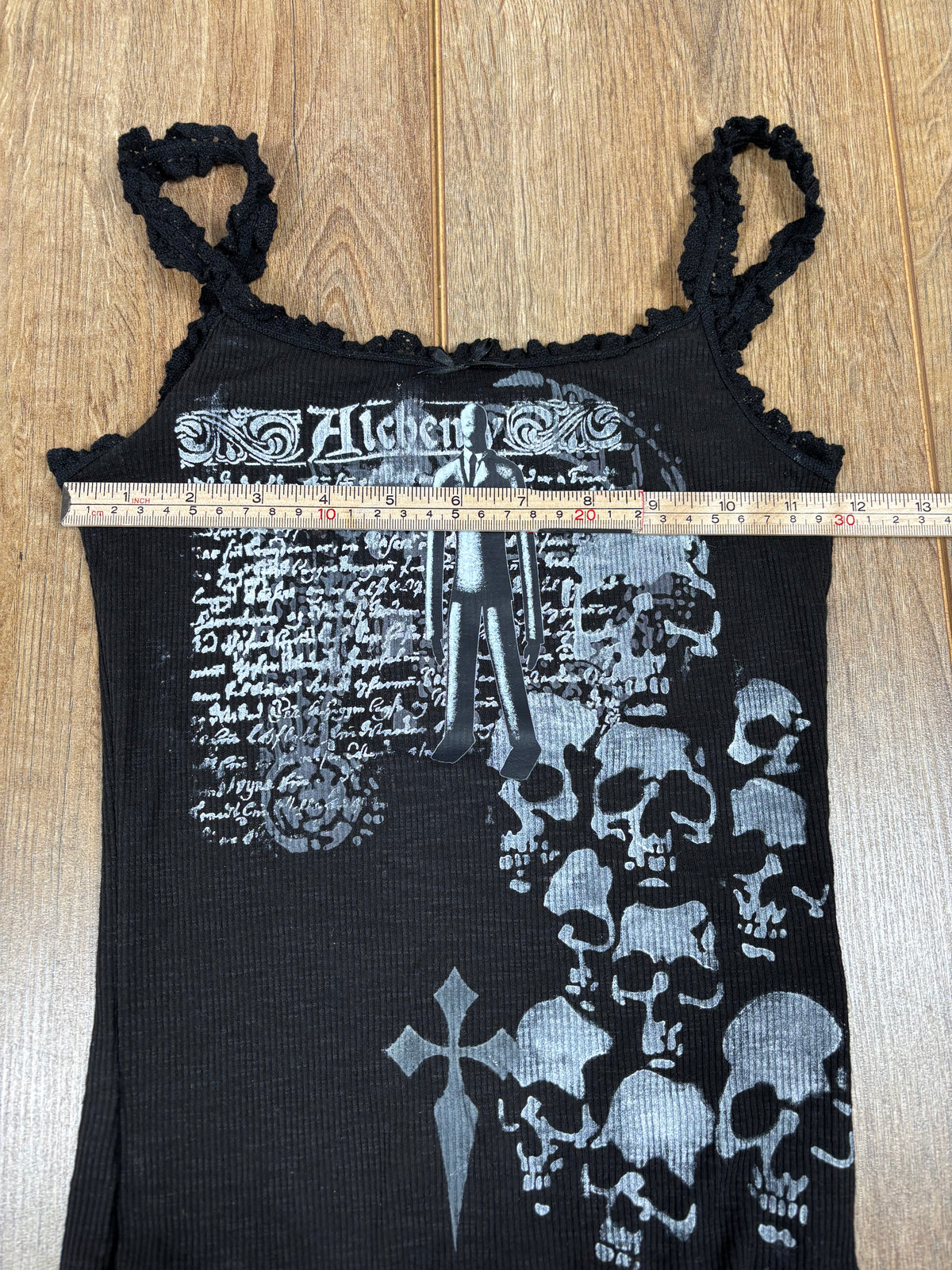 Slenderman black Laced upcycled tank top