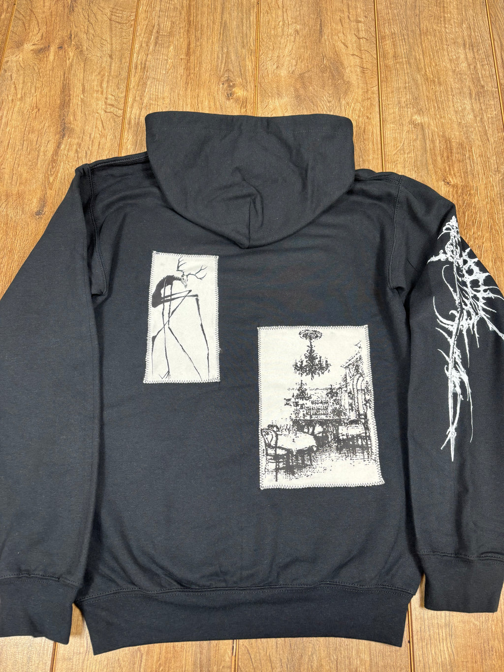 Alternative Black And White Patchwork Hoodie