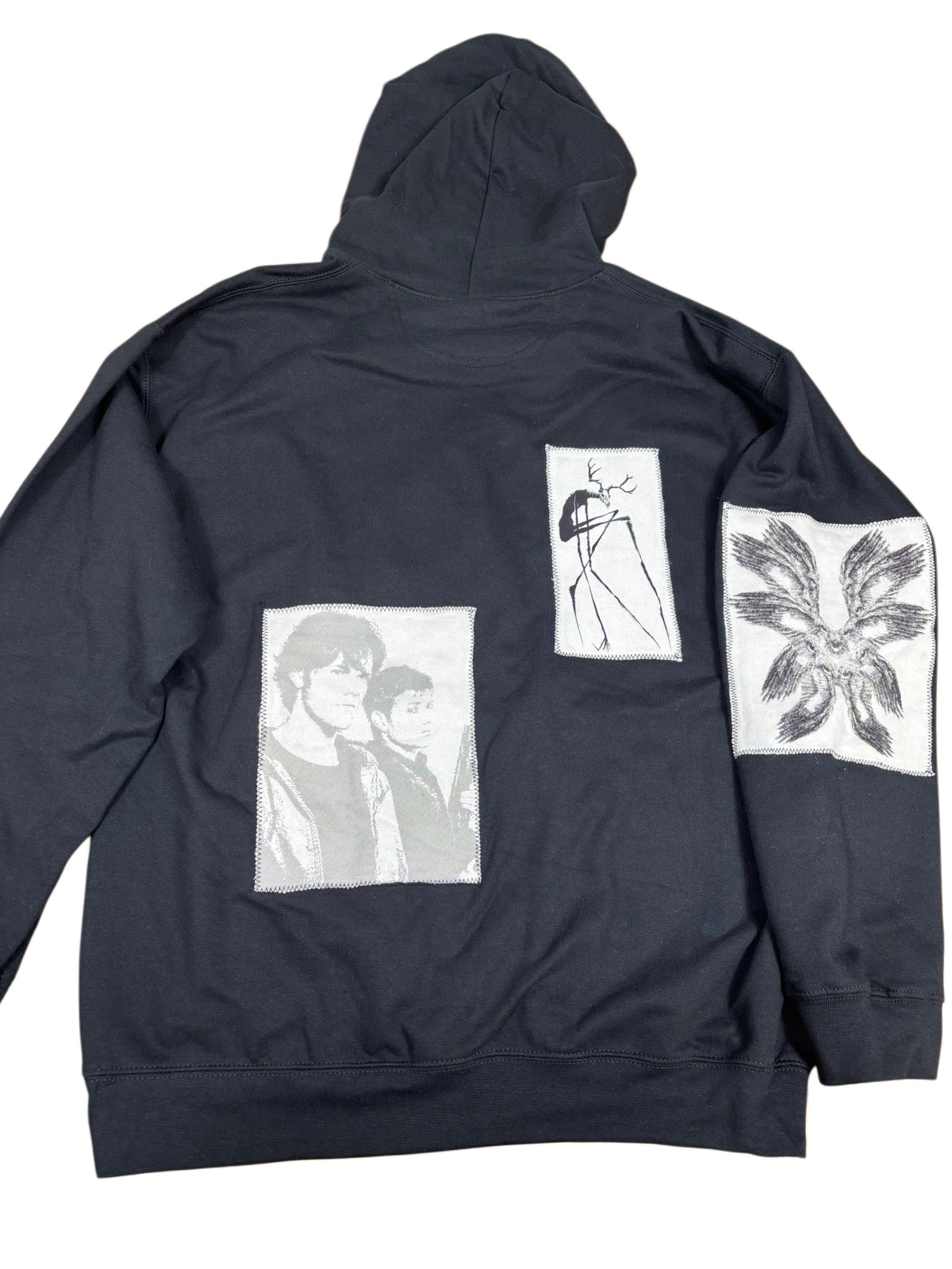 Alternative Black And White Patchwork Hoodie