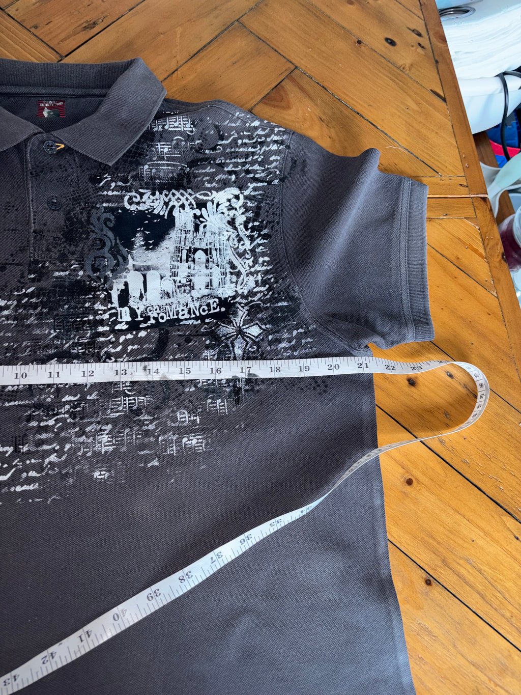 MCR inspired black wash polo