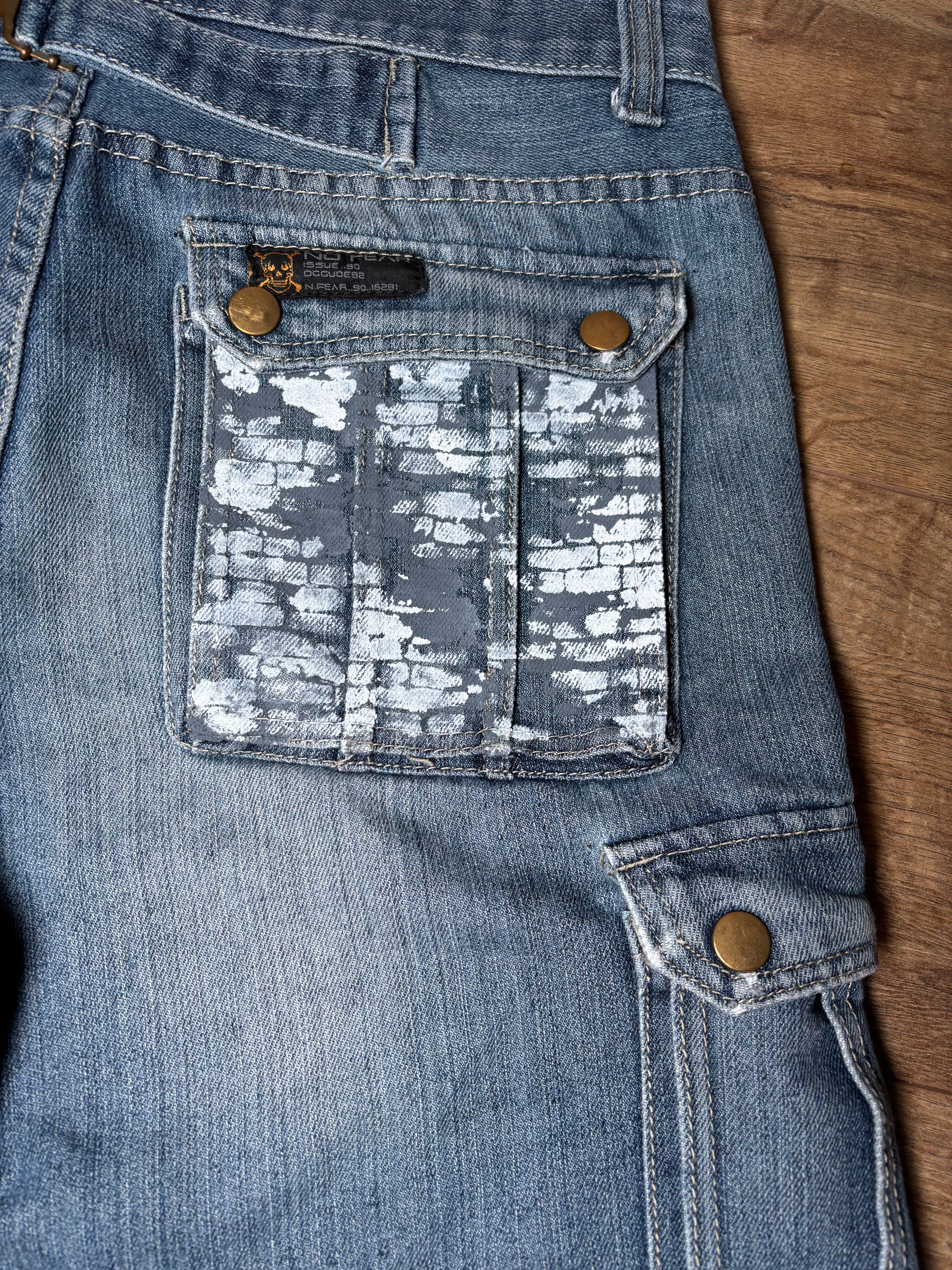 Men’s no fear blue cargos demin skater shorts
