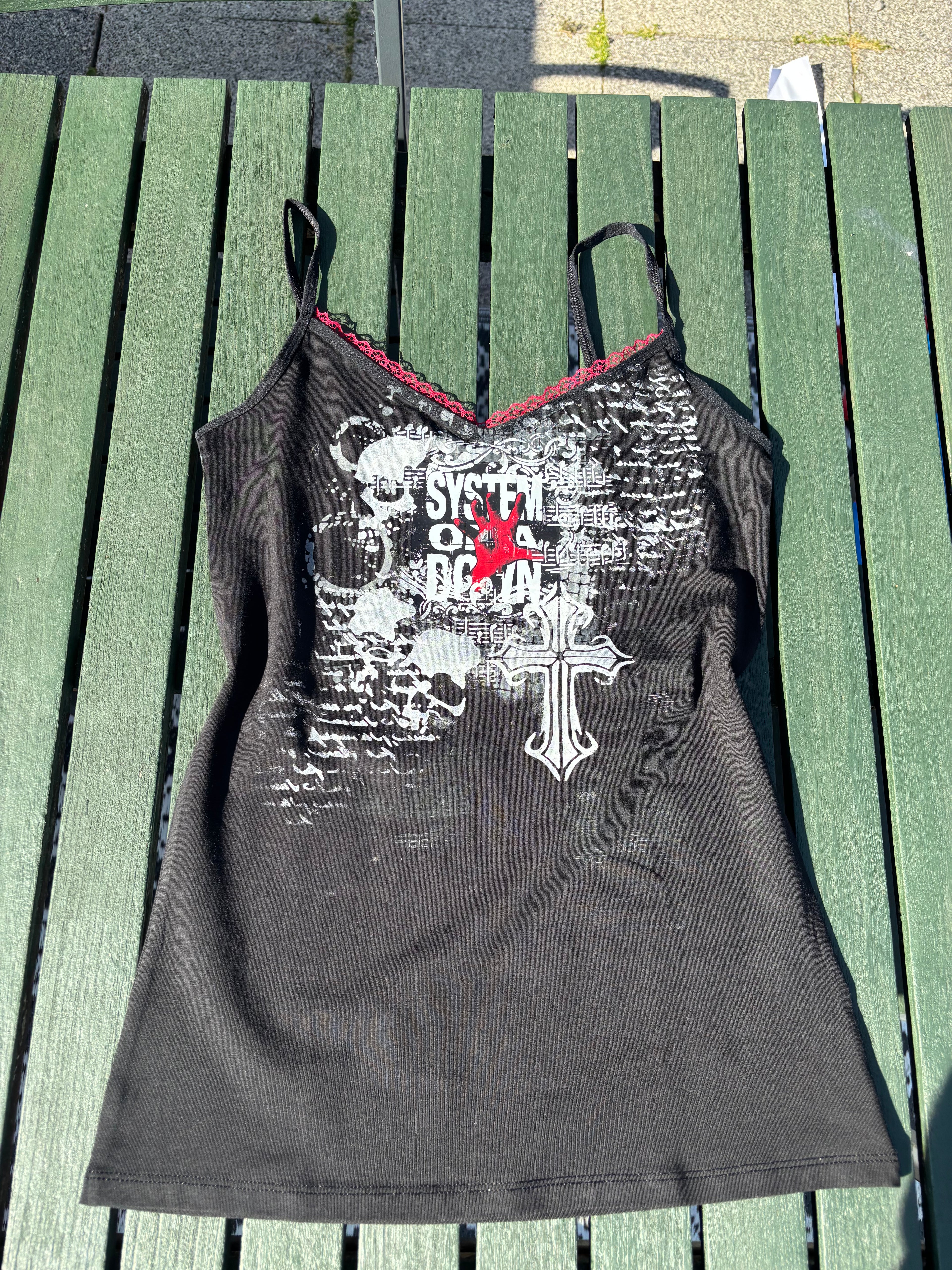 System of a Down cami vest with red lace