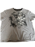 Striped alternative upcycled skull tshirt