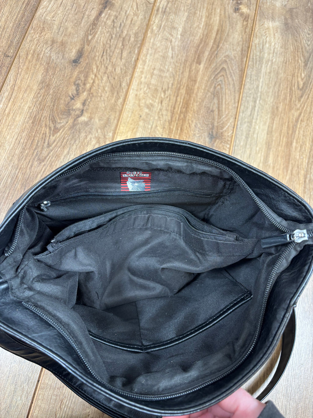 Upcycled fall out boy patch shoulder bag
