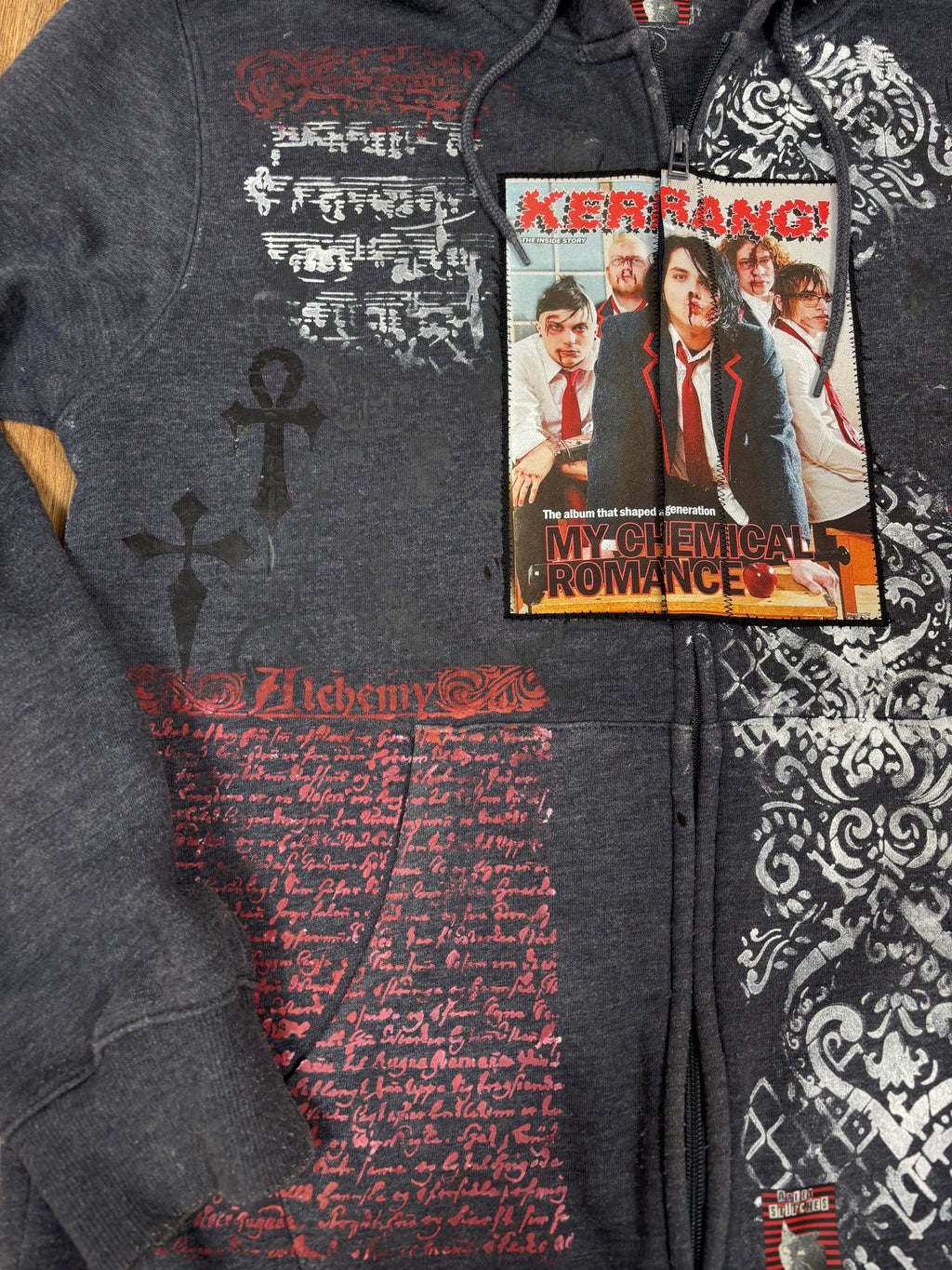 My Chemical Romance upcycled blue zip up hoodie