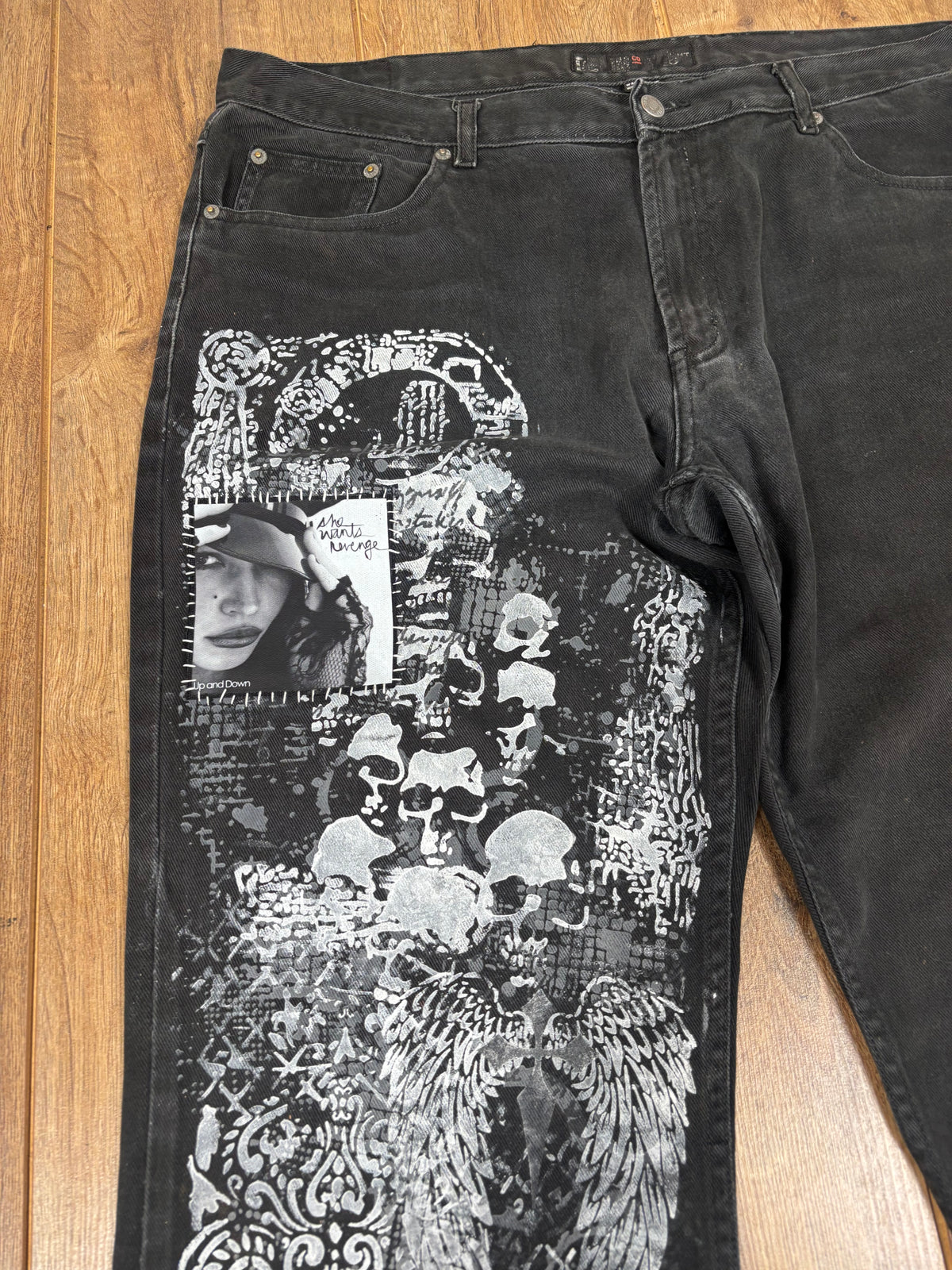 Black Alternative Upcycled Patchwork Demin Baggy Skater Jeans