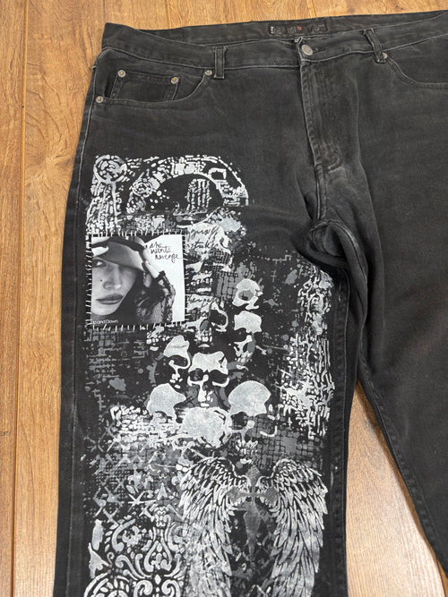 Black Alternative Upcycled Patchwork Demin Baggy Skater Jeans