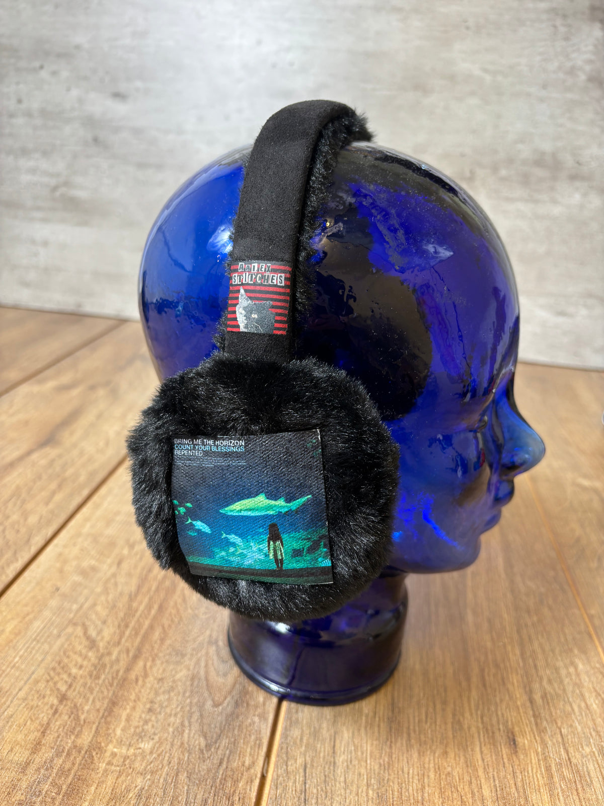 BMTH Count Your Blessings patchwork earmuffs fluffy