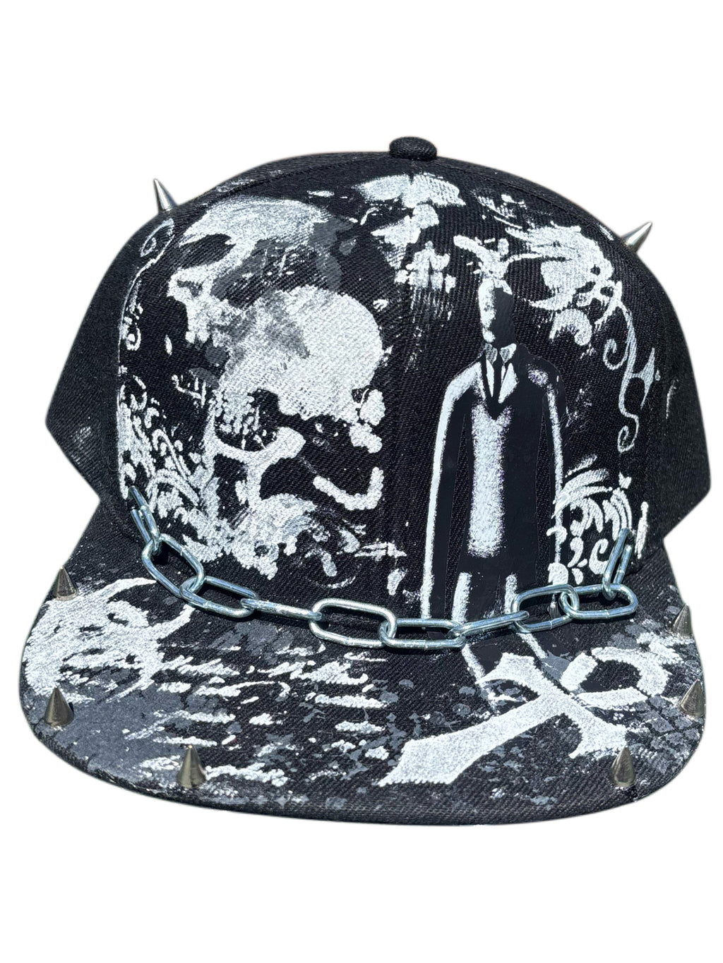 Slenderman hat with metal work and chains
