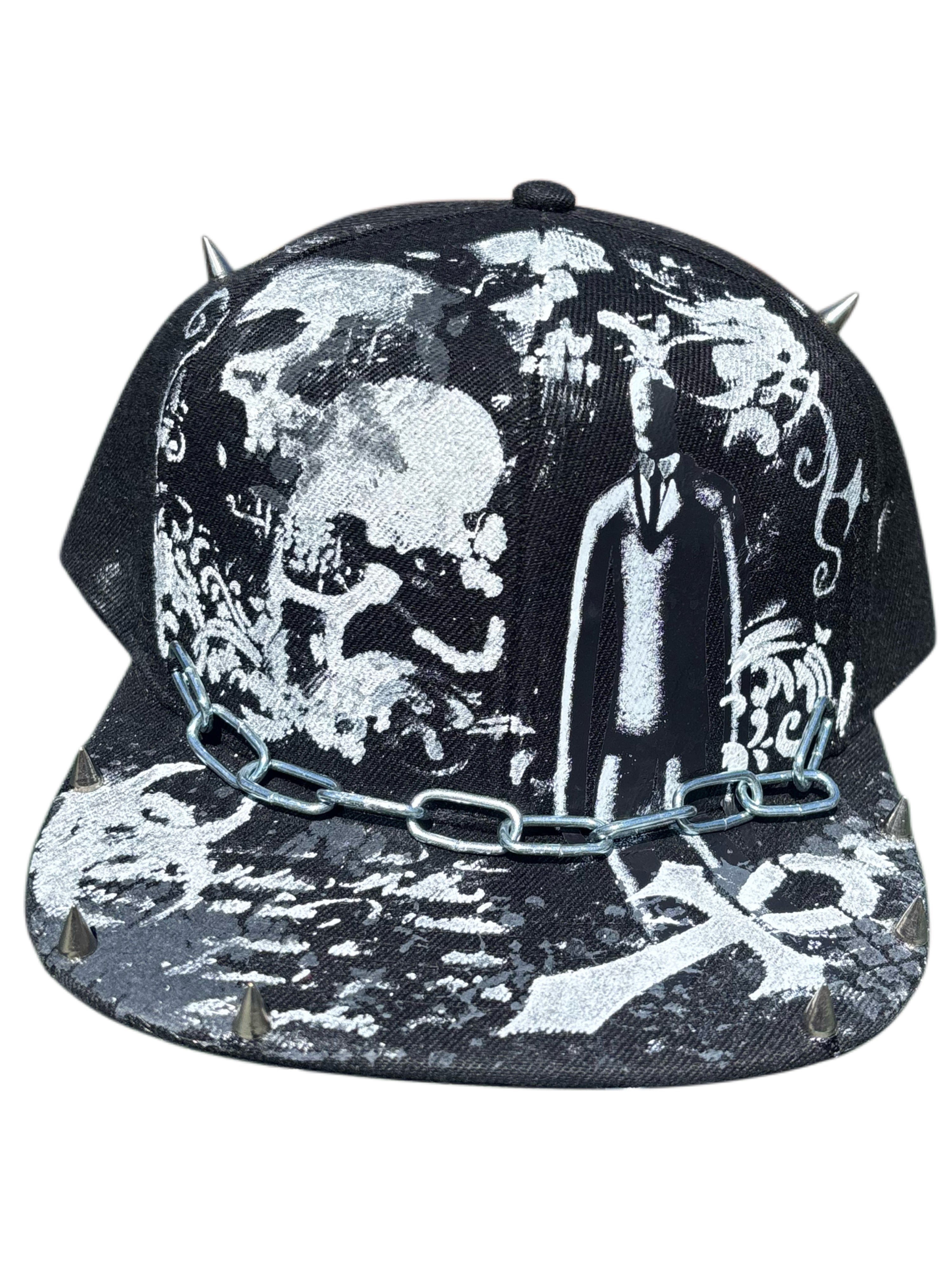 Slenderman hat with metal work and chains