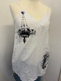 White upcycled vintage style house print tank top vest
