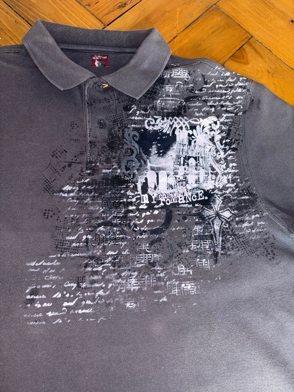 MCR inspired black wash polo