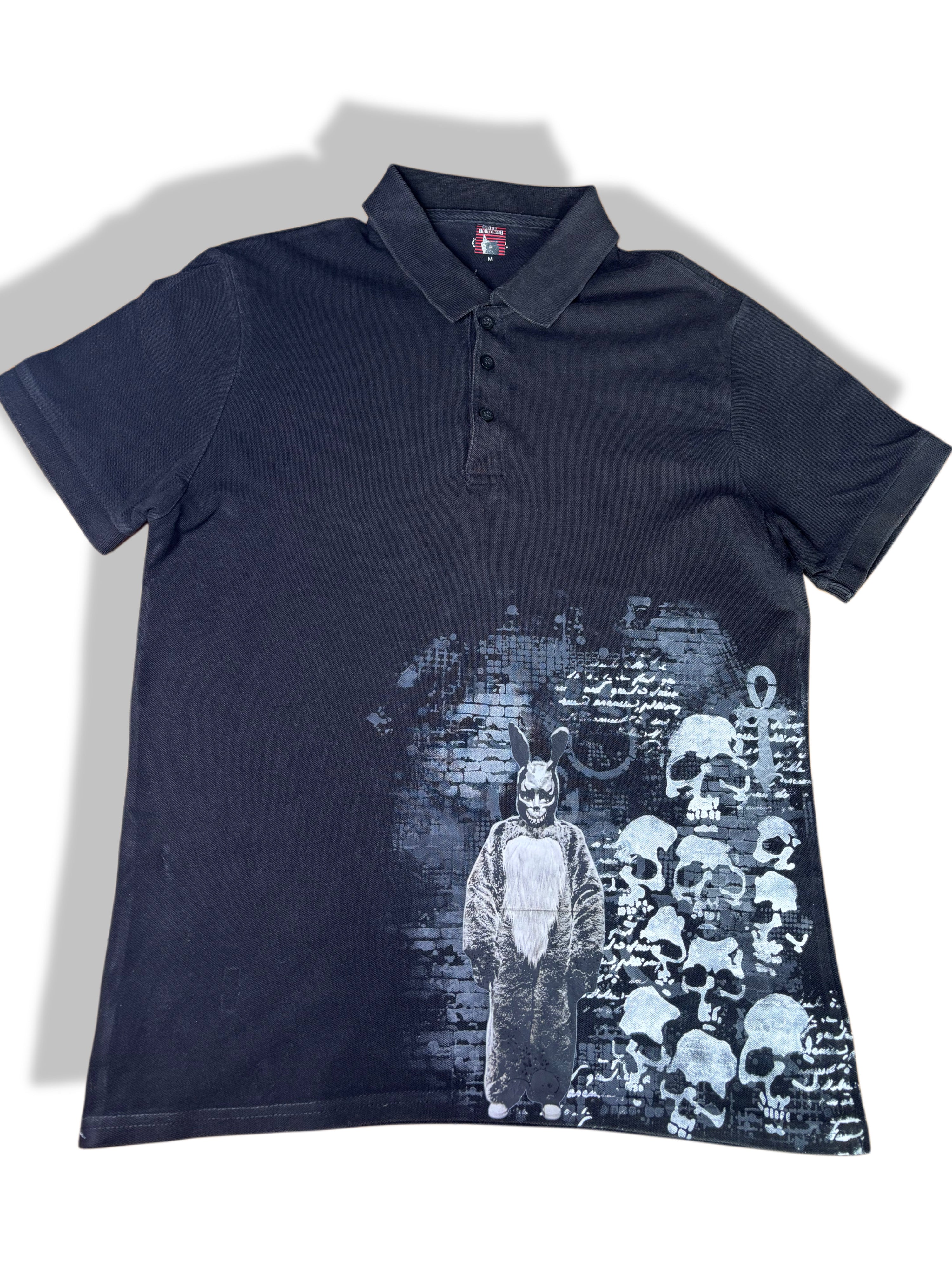 Donnie Darko inspired upcycled alternative black polo