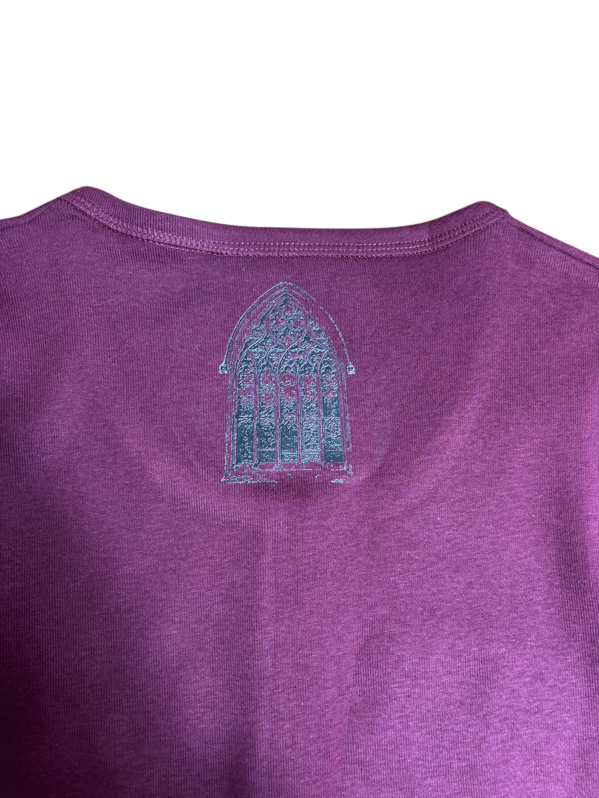 Purple Henley Style Long Sleeve T-shirt Angel Vintage Victorian Print