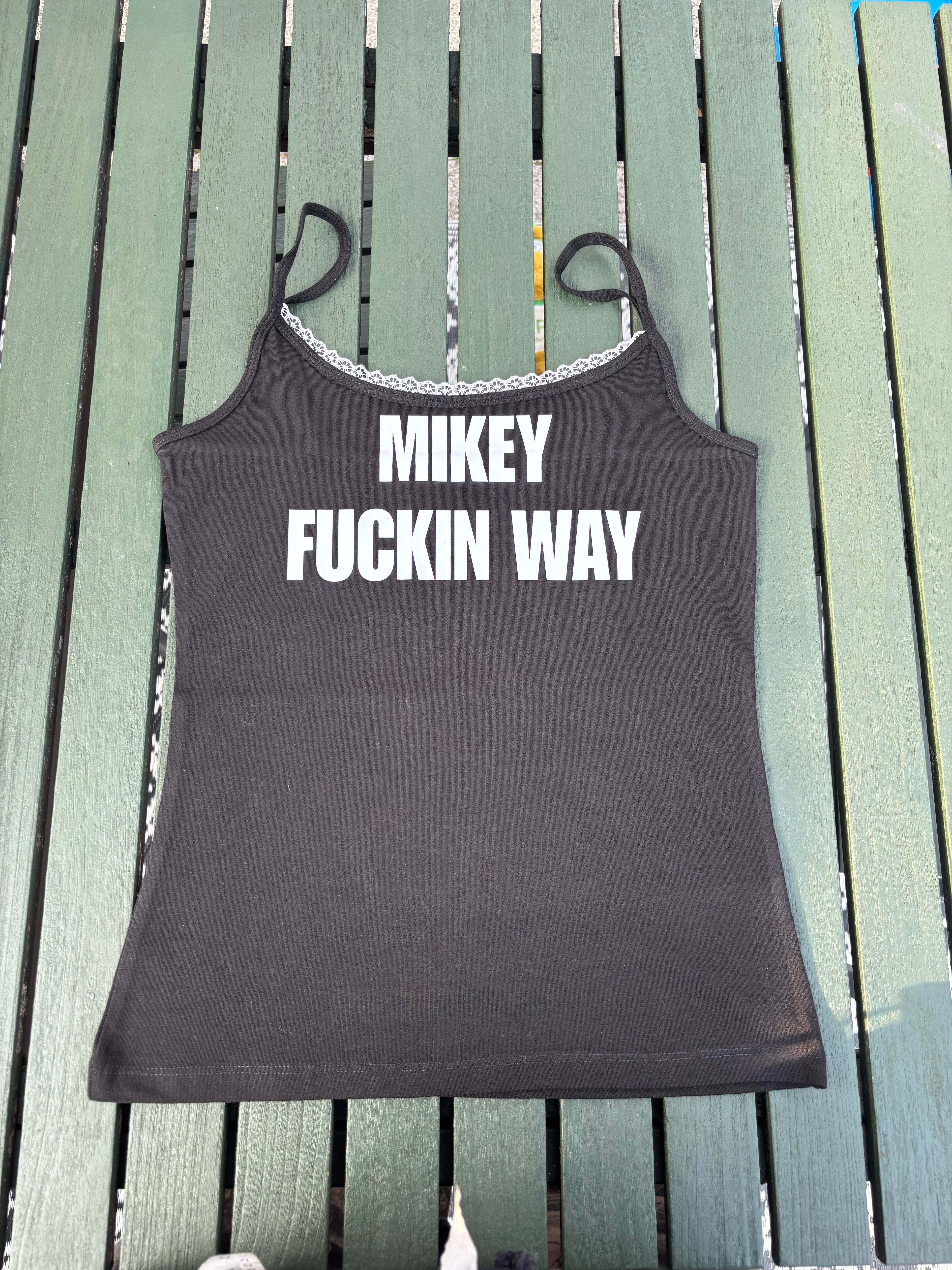 Mikey Fuckin Way cami with white lace