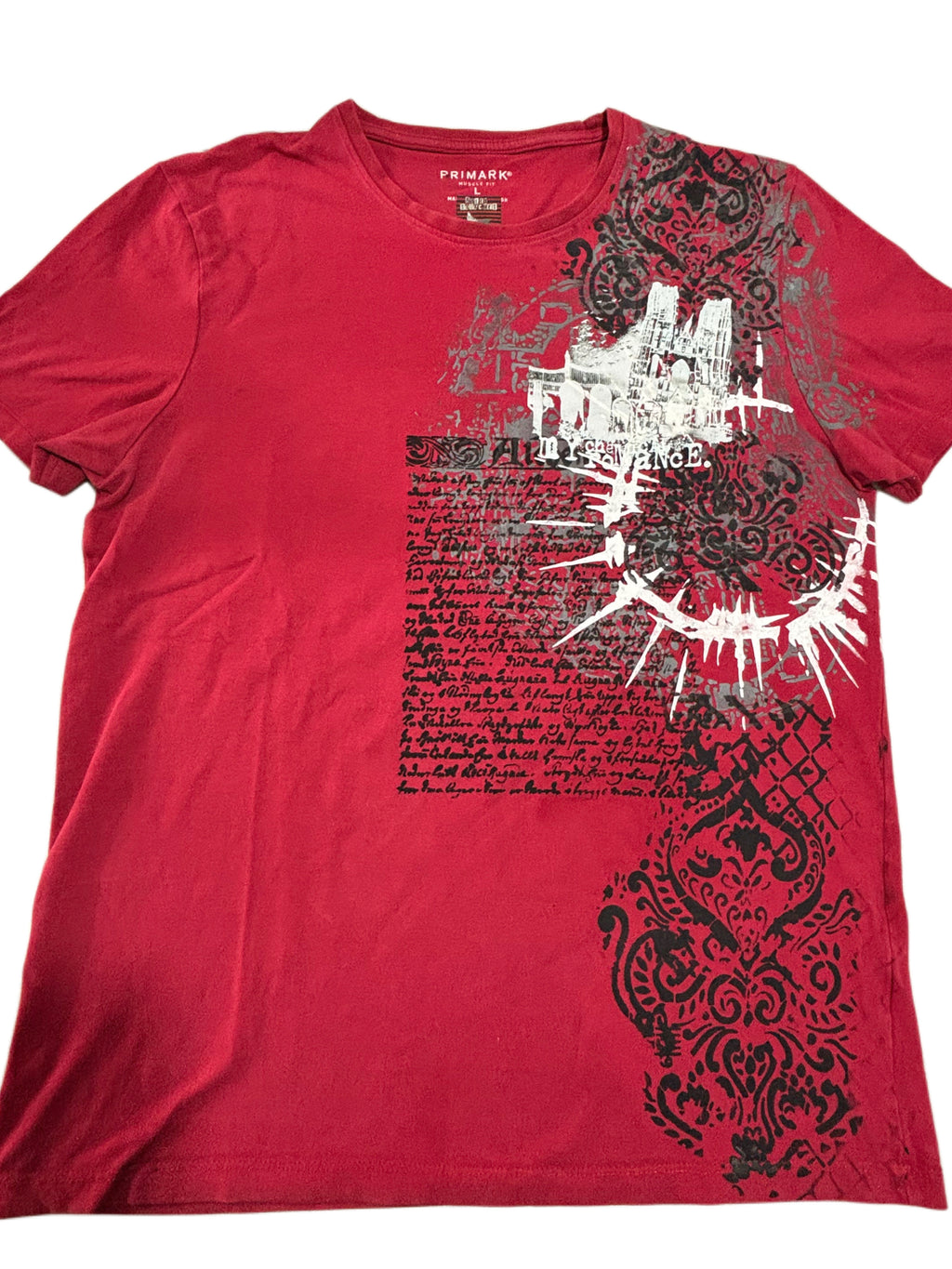 MCR red tshirt alternative print castle design