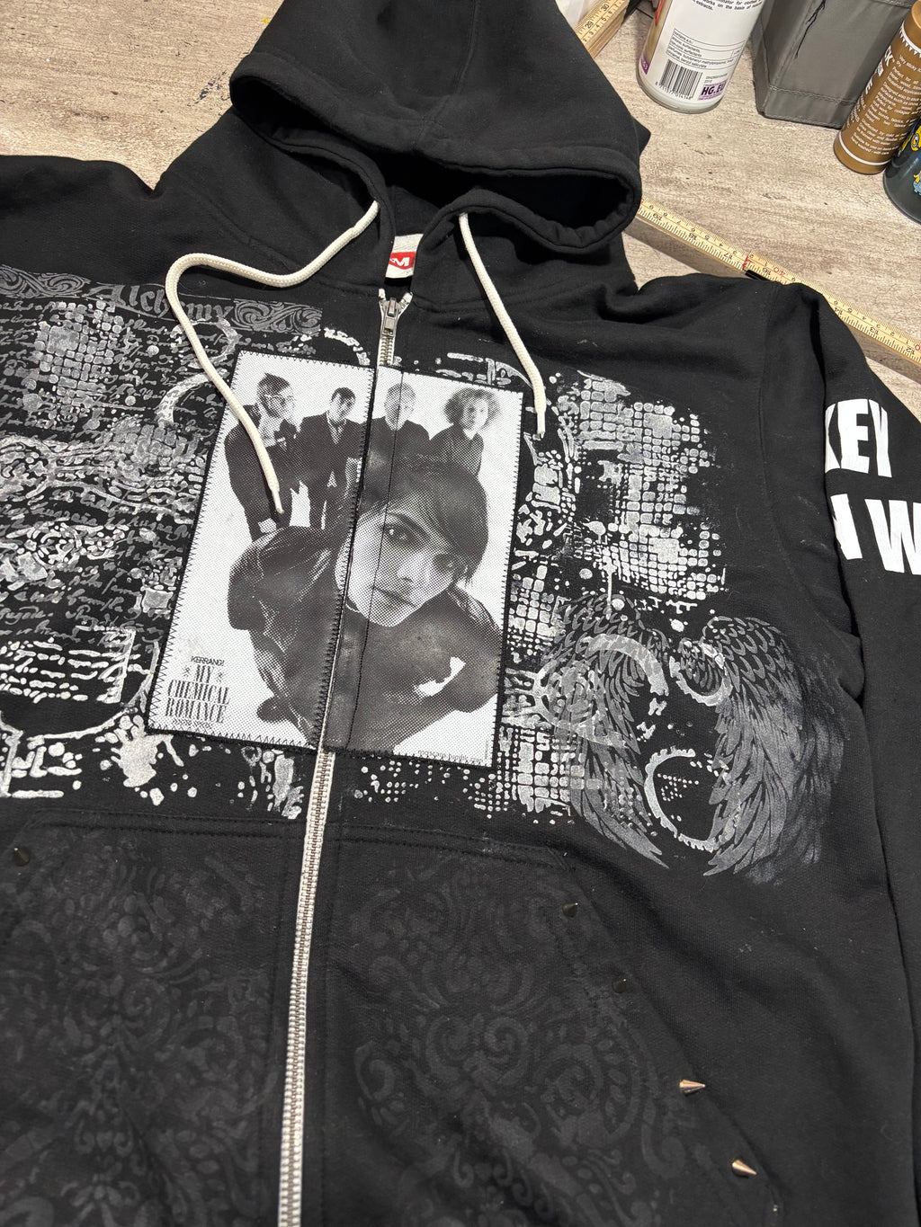 Upcycled my chemical romance zip up jumper