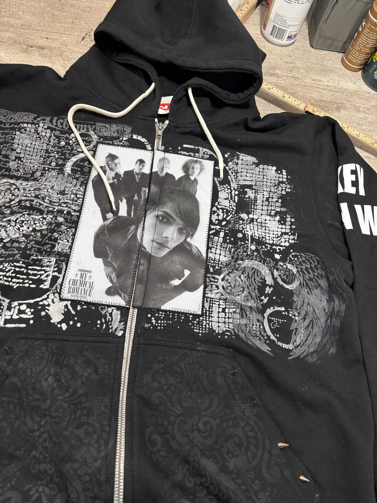 Upcycled my chemical romance zip up jumper
