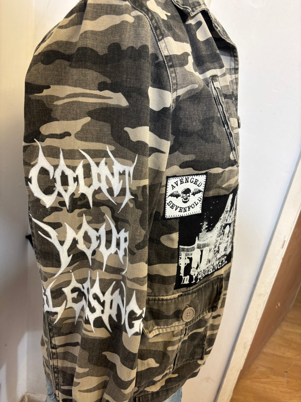 Camo jacket patchwork alternative emo or punk style jacket
