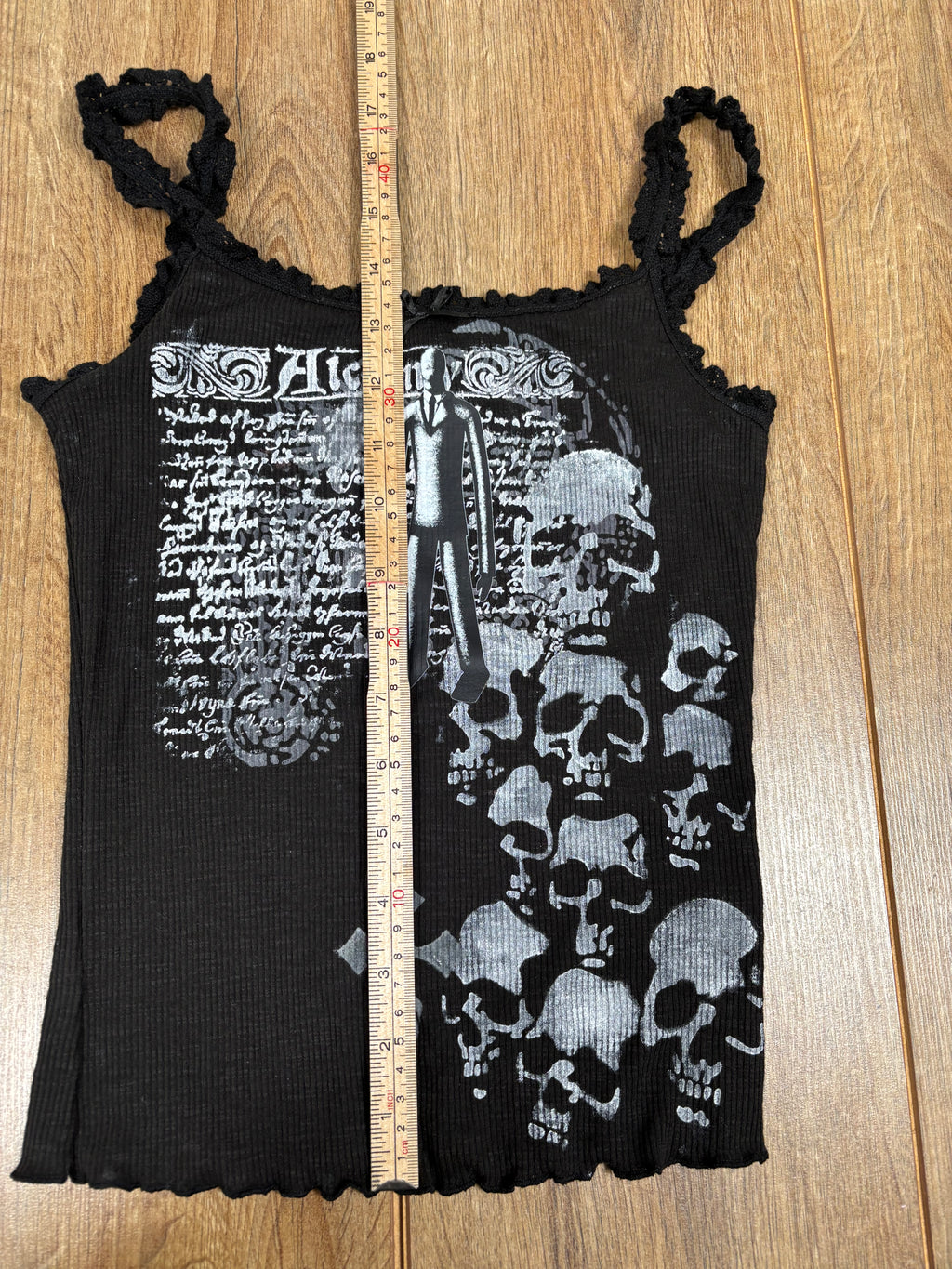Slenderman black Laced upcycled tank top