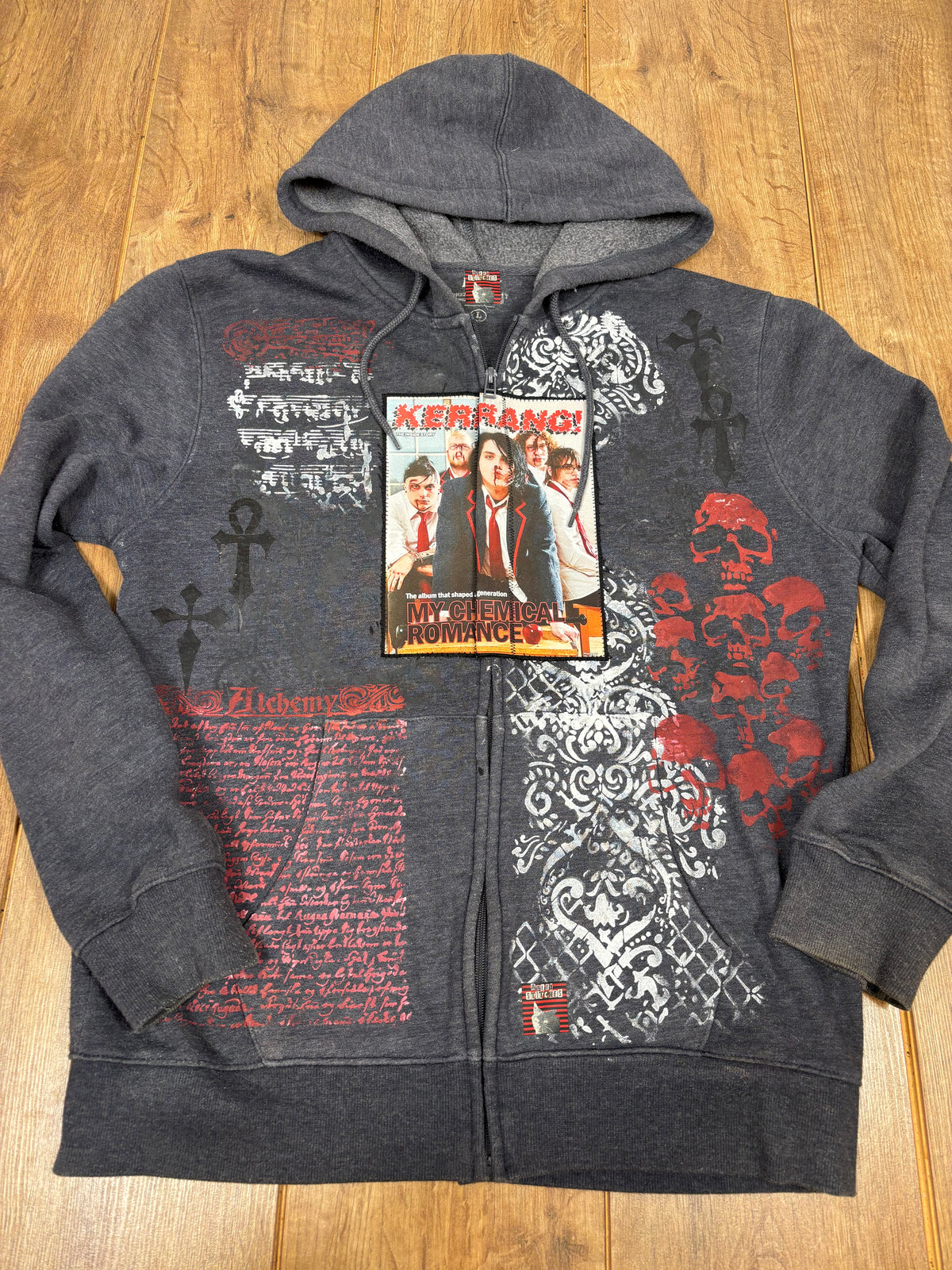 My Chemical Romance upcycled blue zip up hoodie