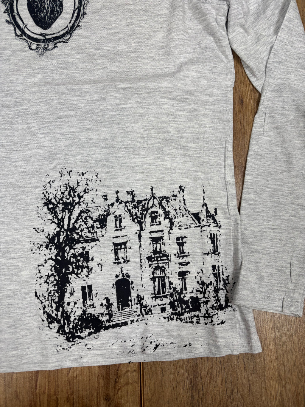 Gray upcycled long sleeve vintage tshirt