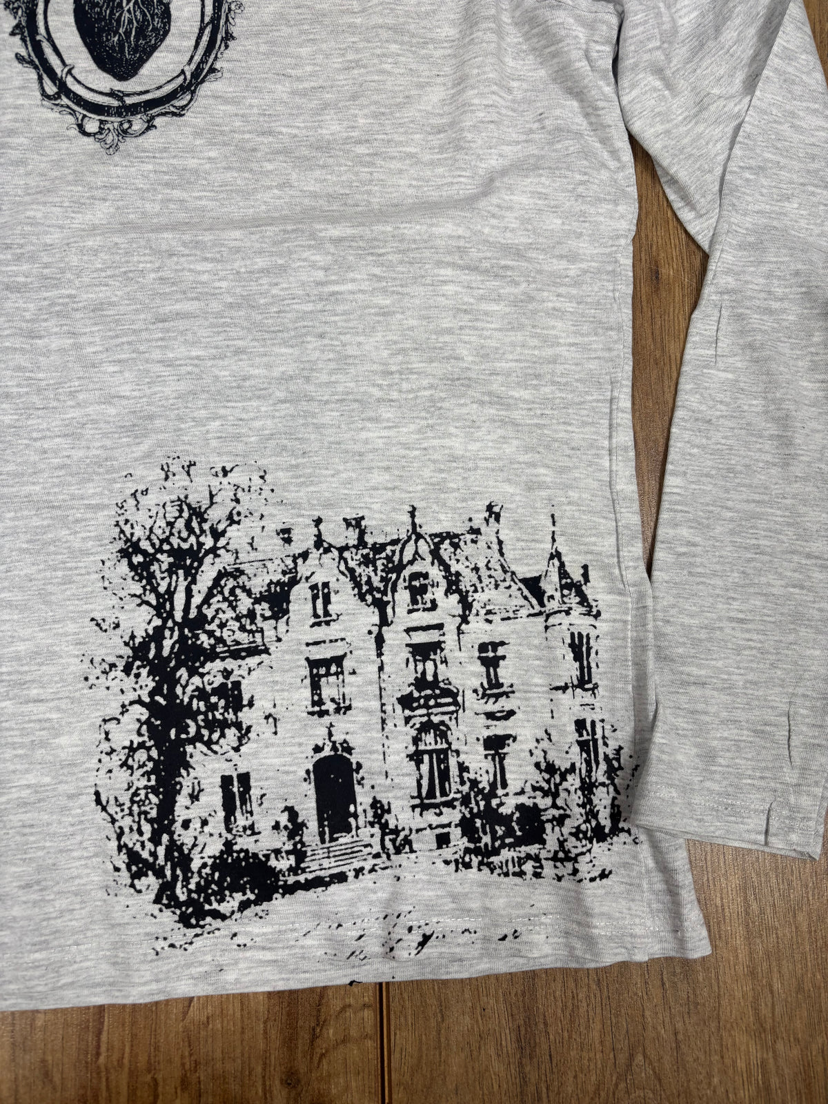 Gray upcycled long sleeve vintage tshirt