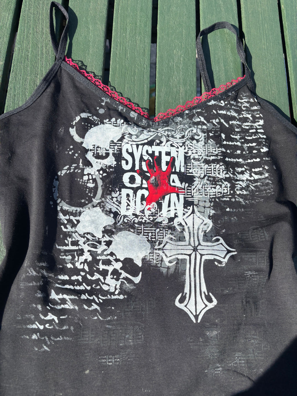 System of a Down cami vest with red lace