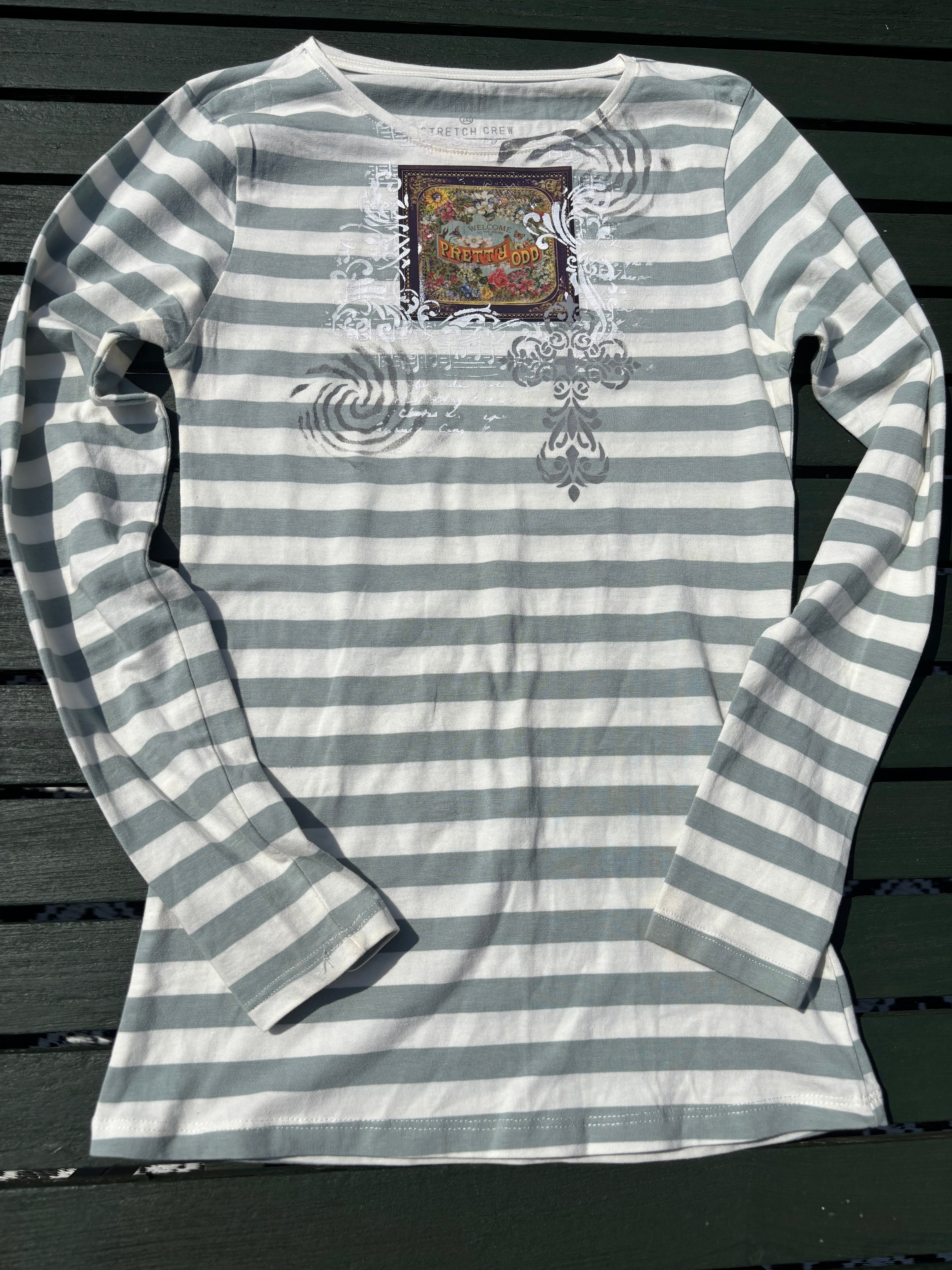 Pretty Odd Panic at the Disco pale teal and white long sleeved