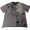 Skater style navy and white striped skull print tshirt